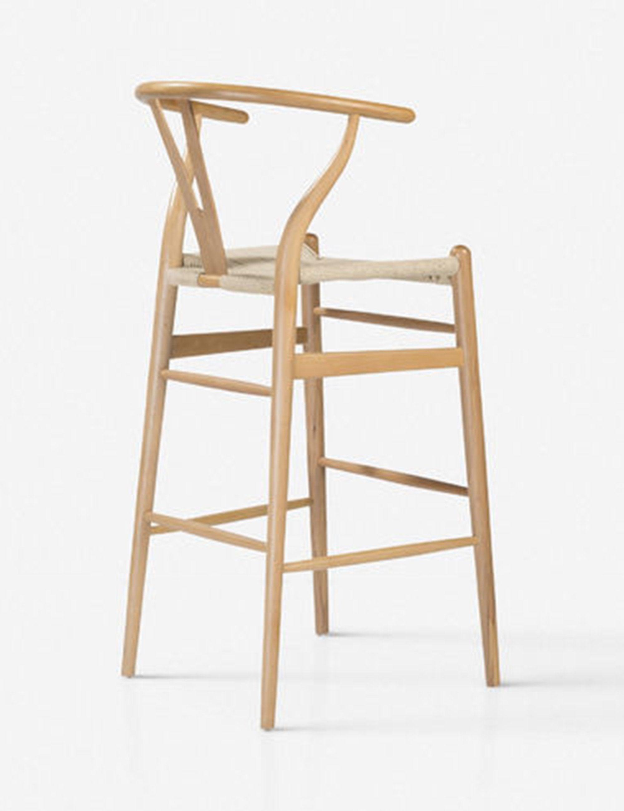 Cylia Mid-Century Modern Adjustable Swivel Bar Stool in Natural Wood