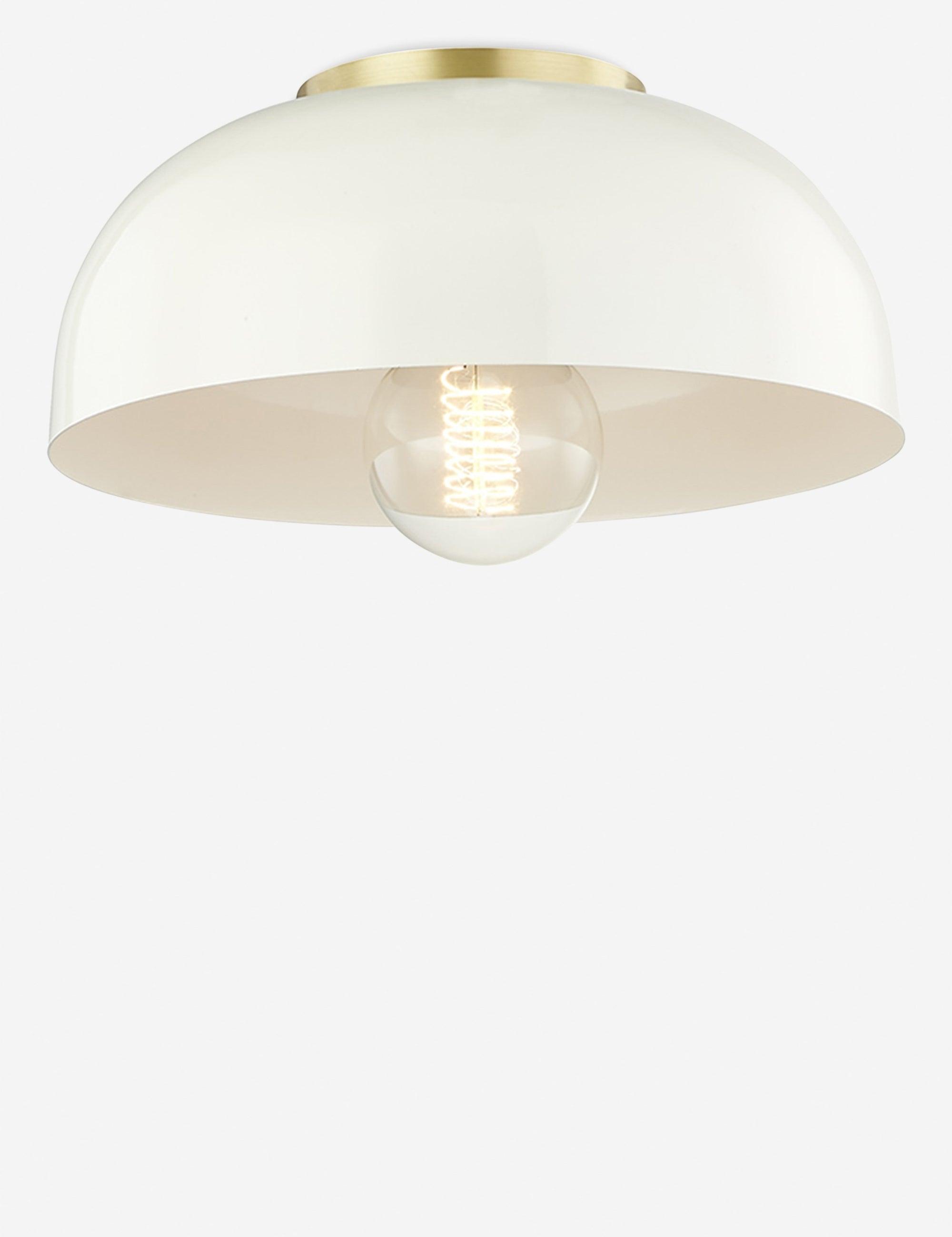 Dea Semi-Flush Mount Light - Aged Brass and Cream / Small