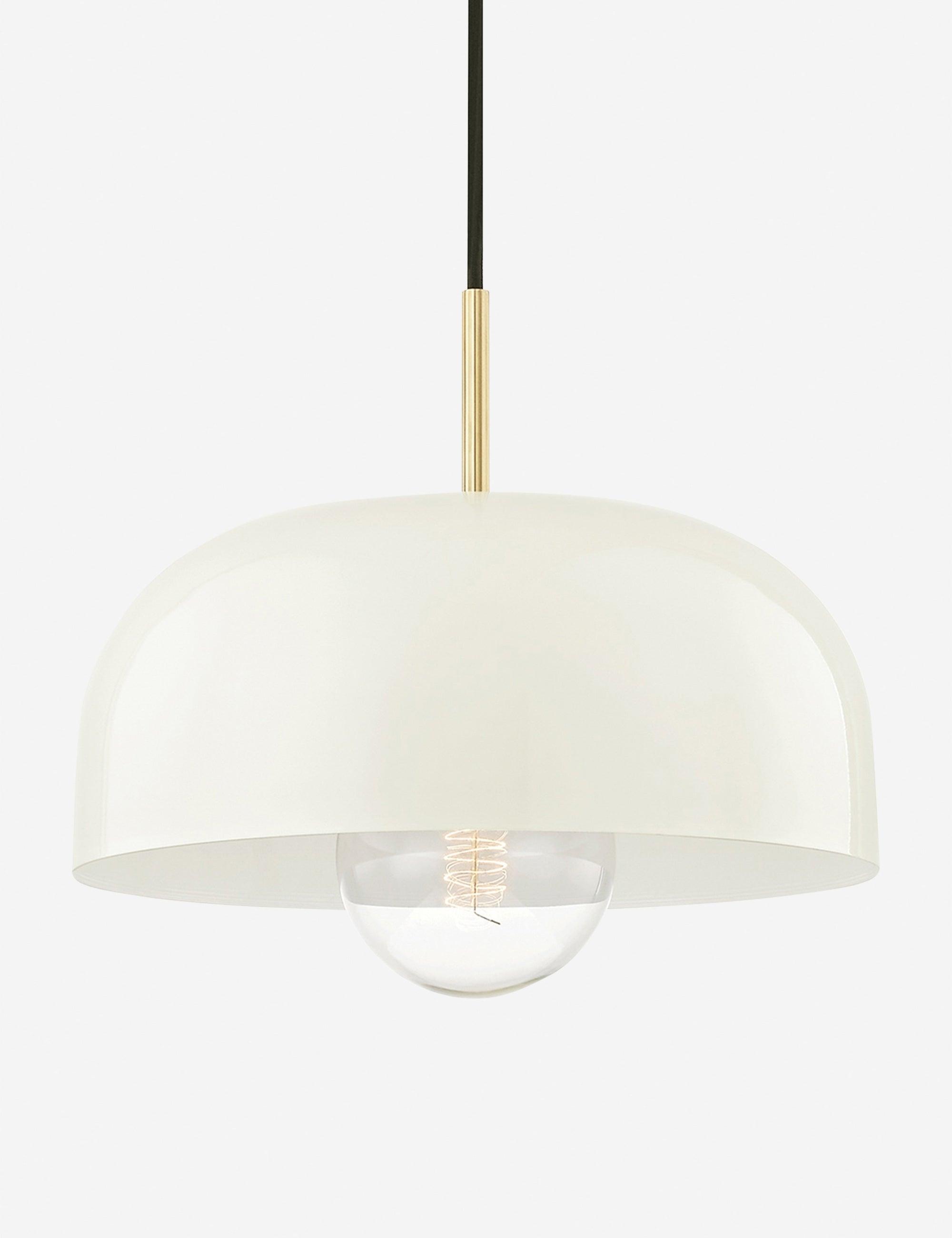 Avery Domed Large Pendant in Aged Brass and Cream Finish