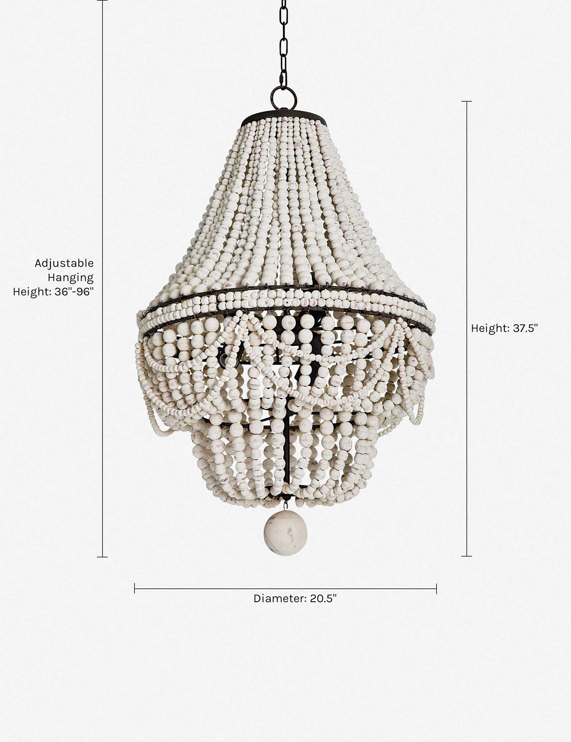 Malibu Weathered White Beaded 6-Light Chandelier