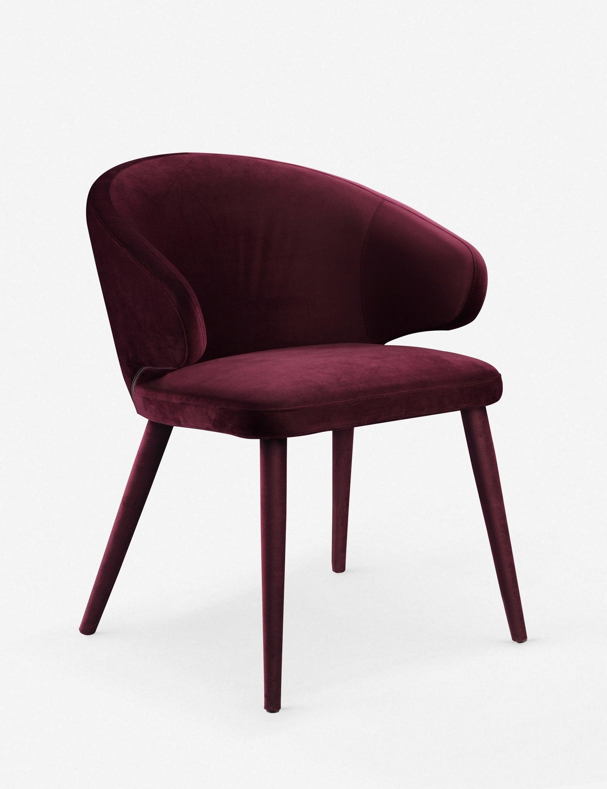 Elegant Purple Velvet Upholstered Side Chair with Metal Frame