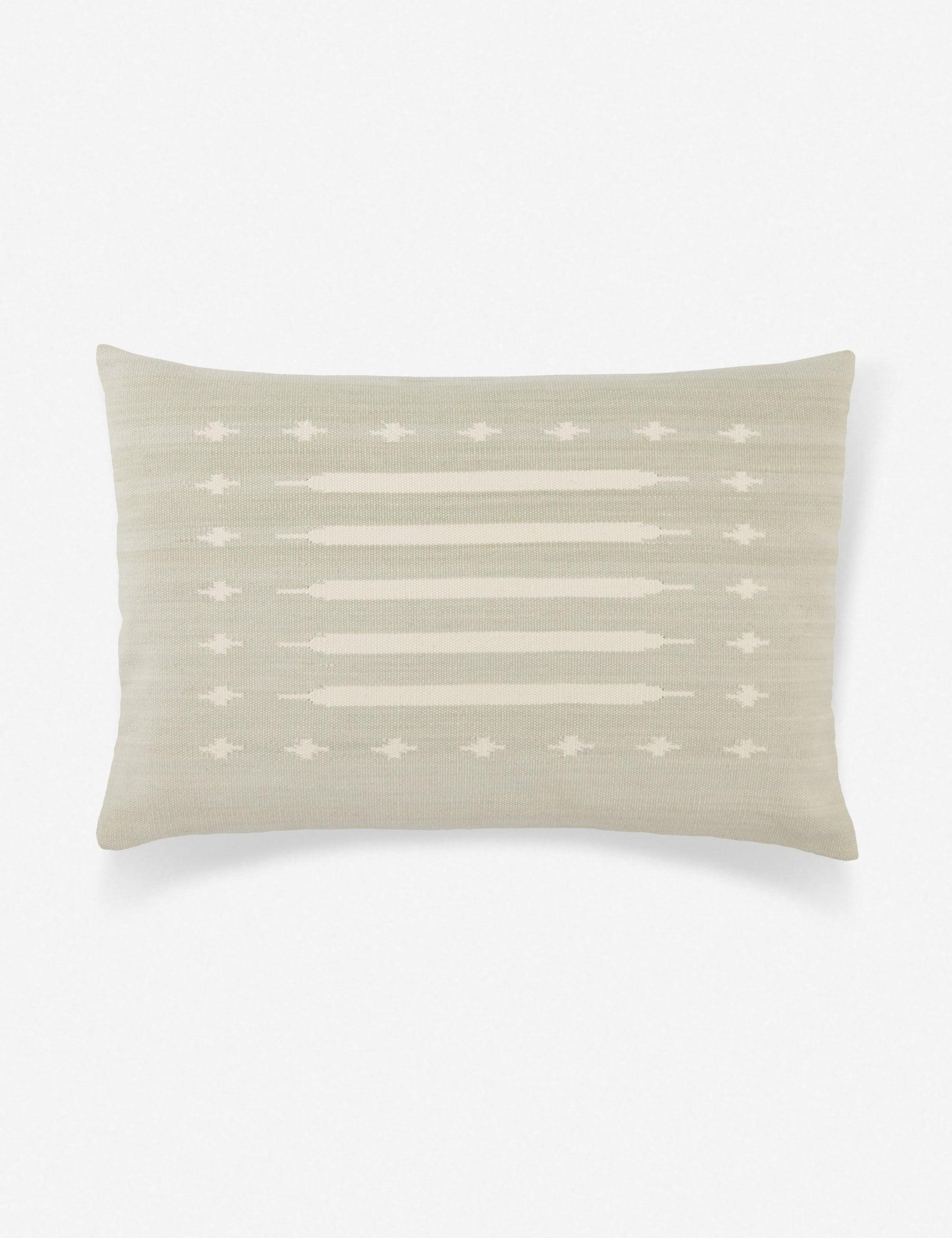 Lina Abstract Linear Light Gray and Cream Lumbar Pillow