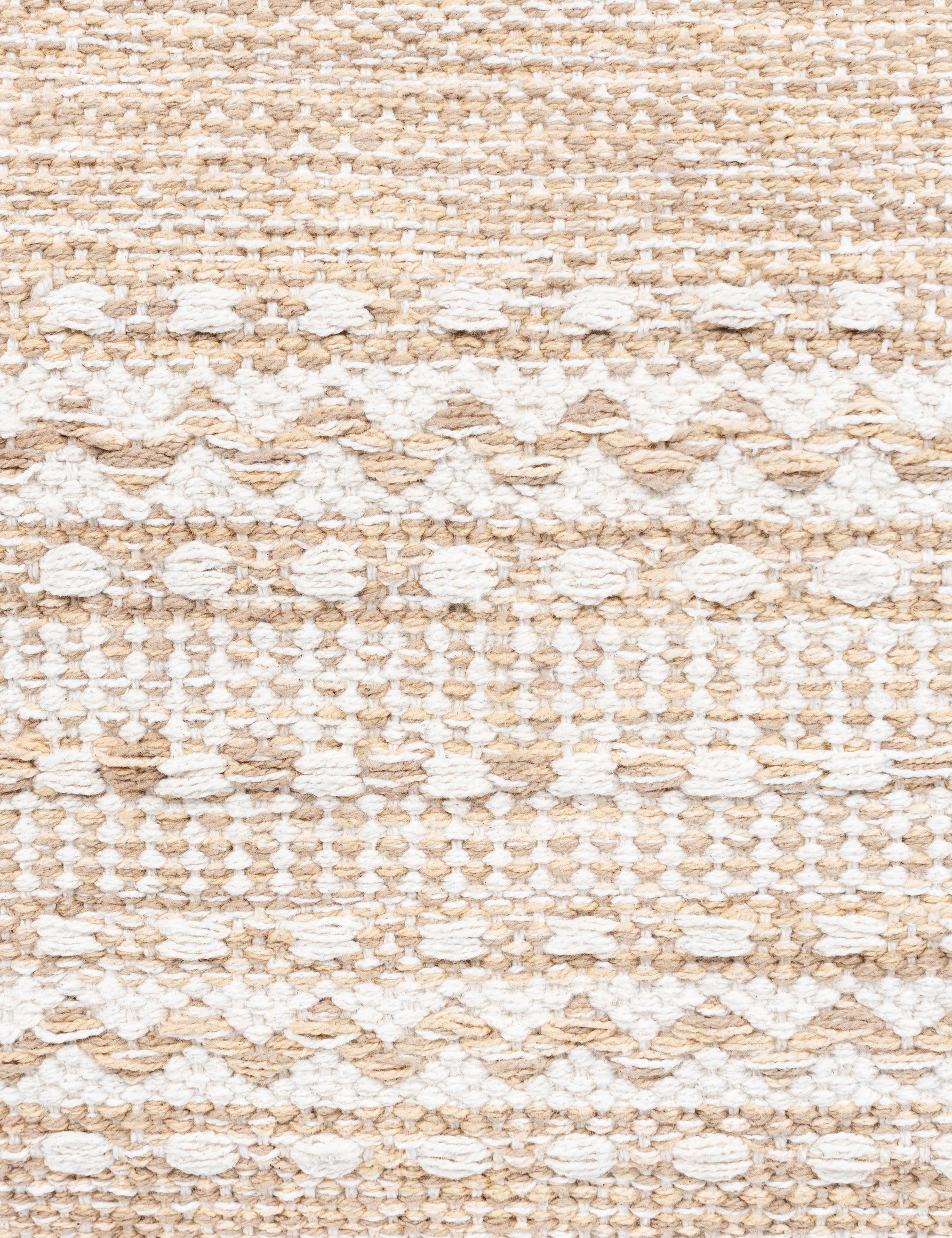 Orev Square Pouf - Beige and Ivory