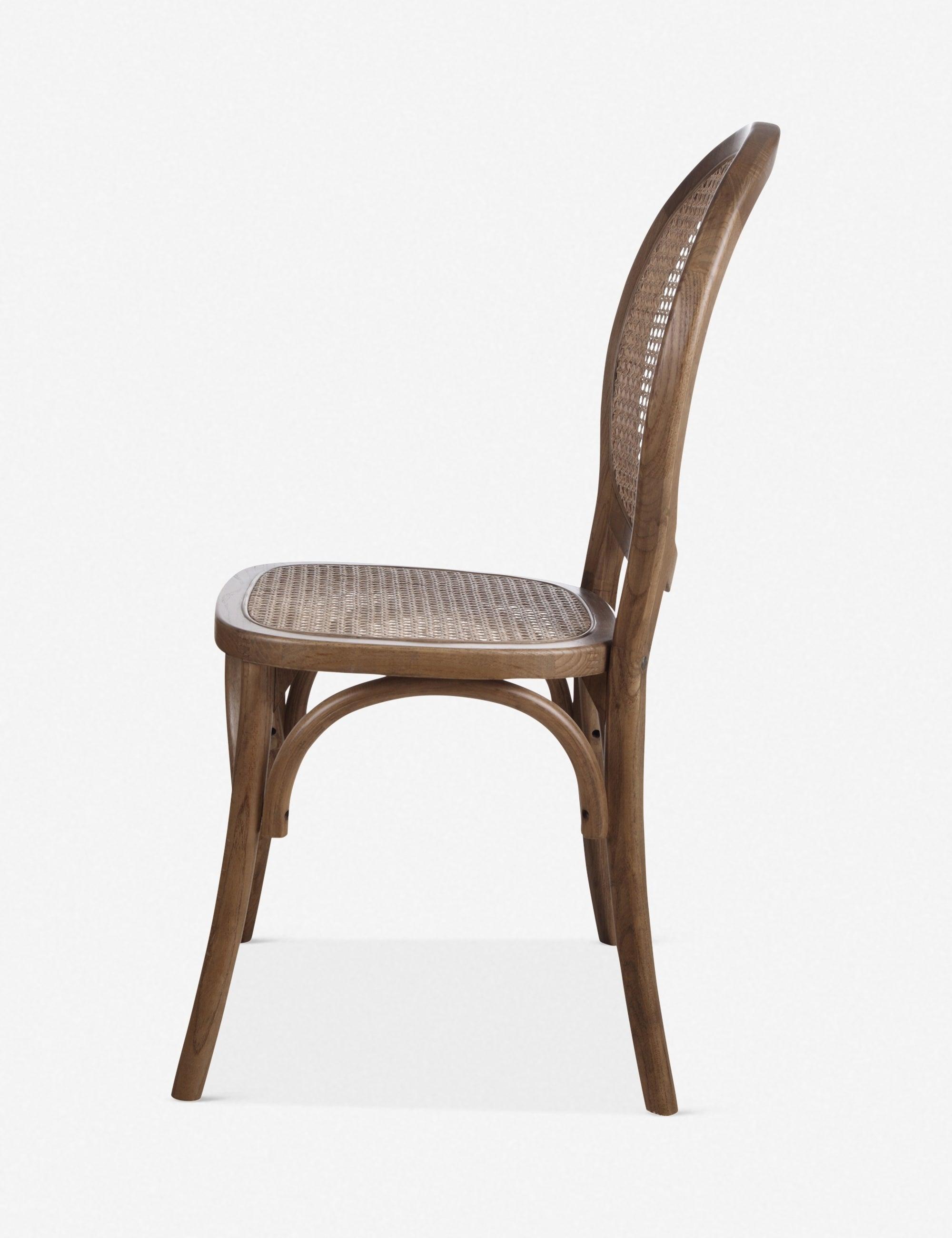 Scandinavian Inspired Brown Cane Wood Side Chair