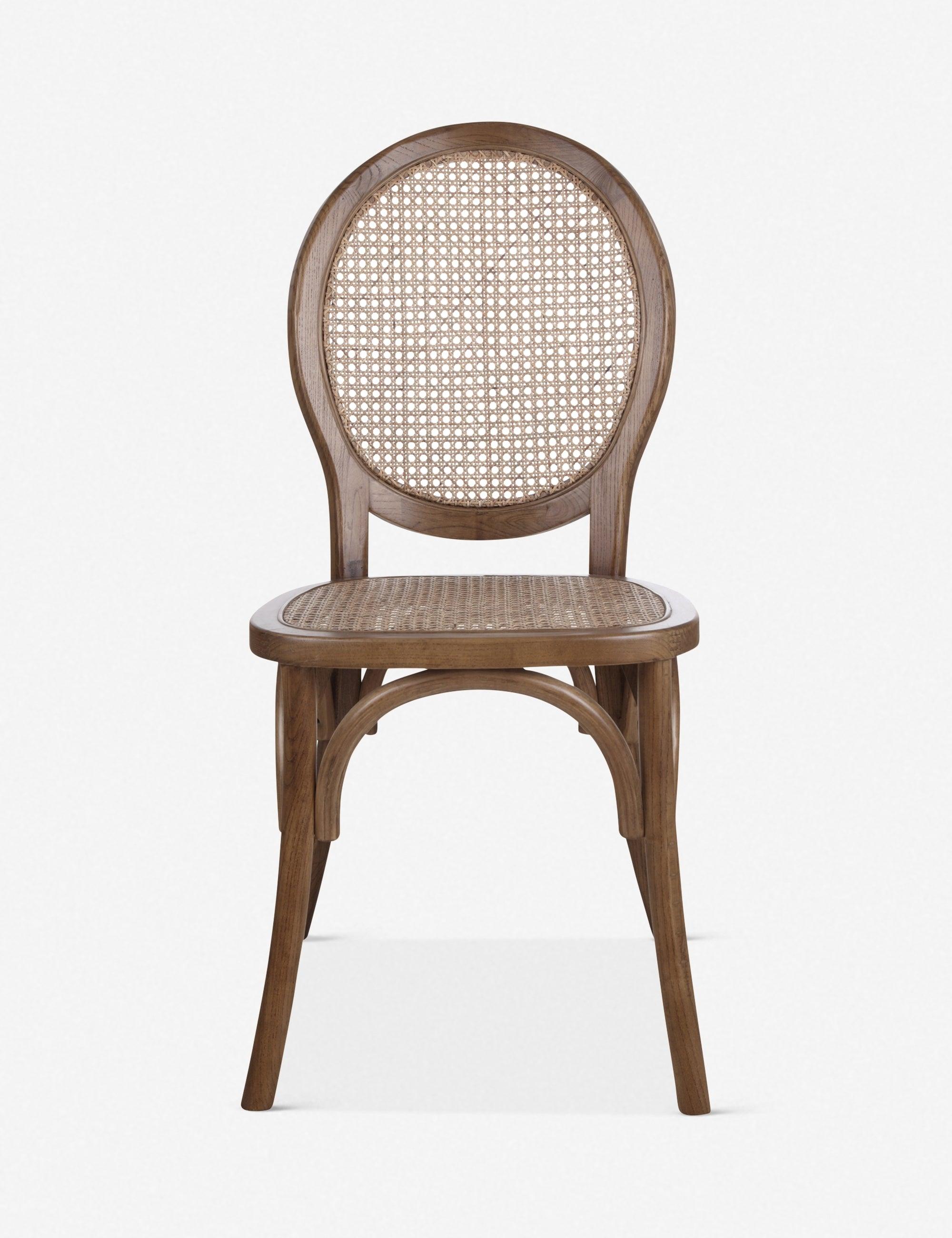 Scandinavian Inspired Brown Cane Wood Side Chair