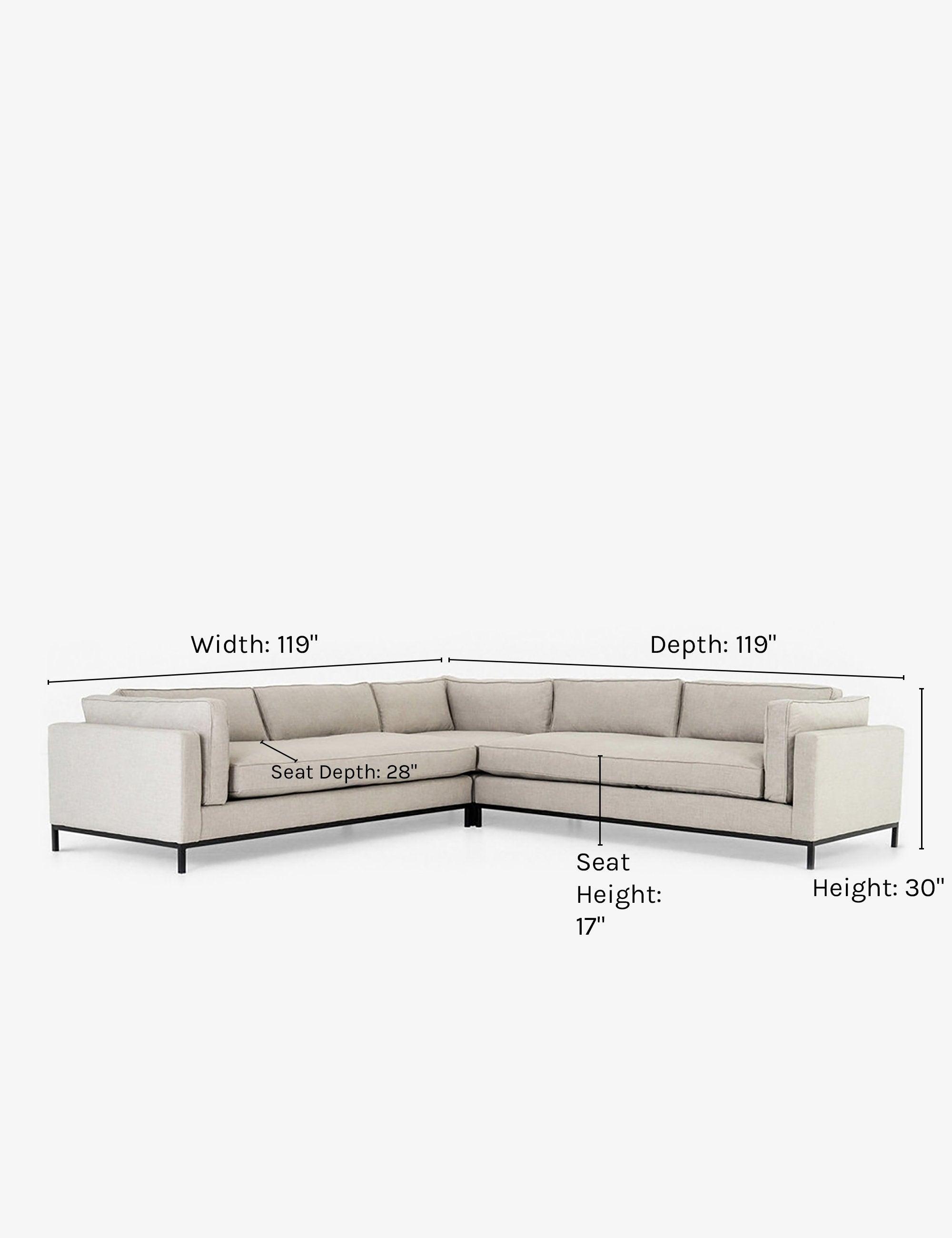 Bennett Moon Beige Fabric Three-Piece Sectional Sofa