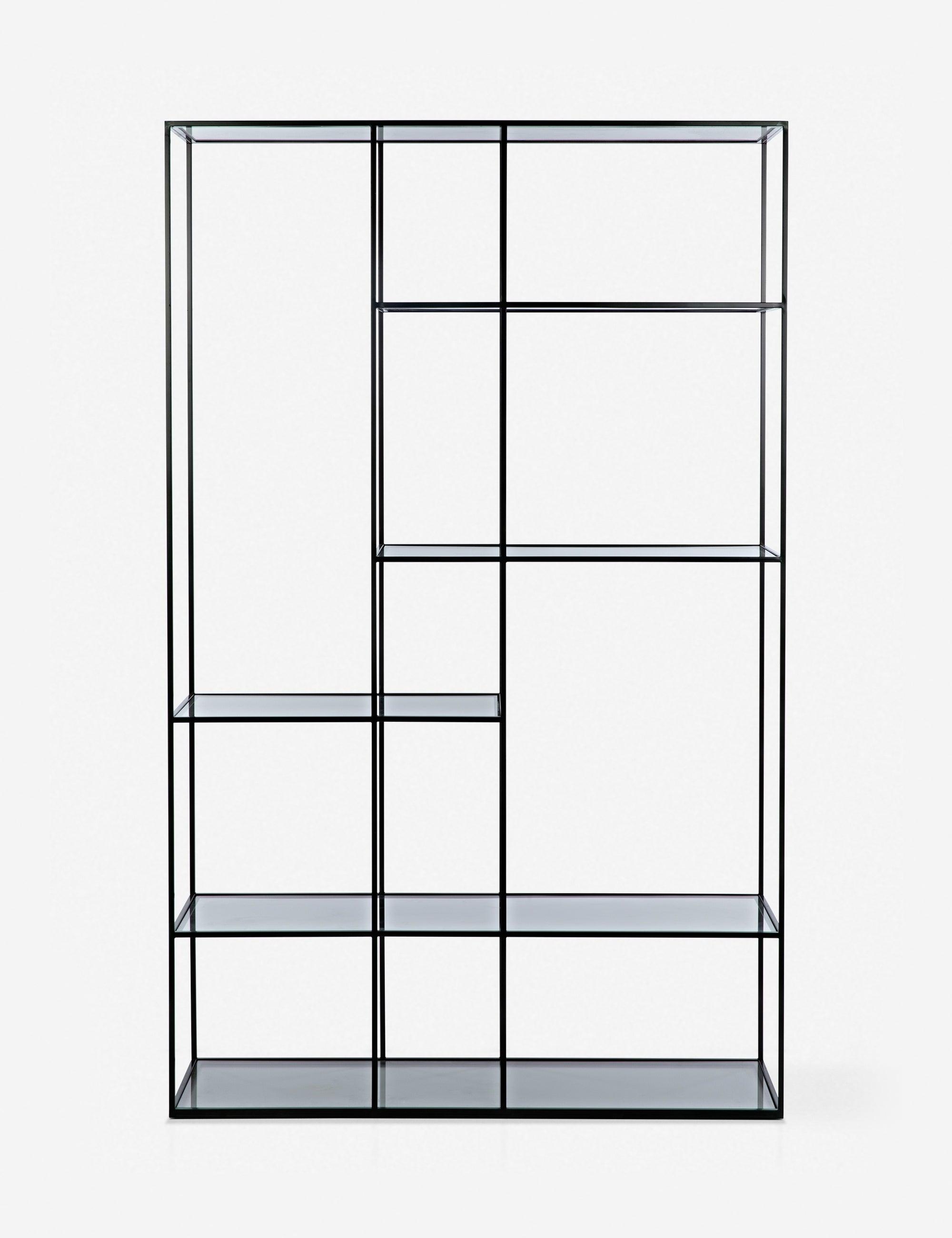 Noir Modular Large Black Metal and Glass Bookcase