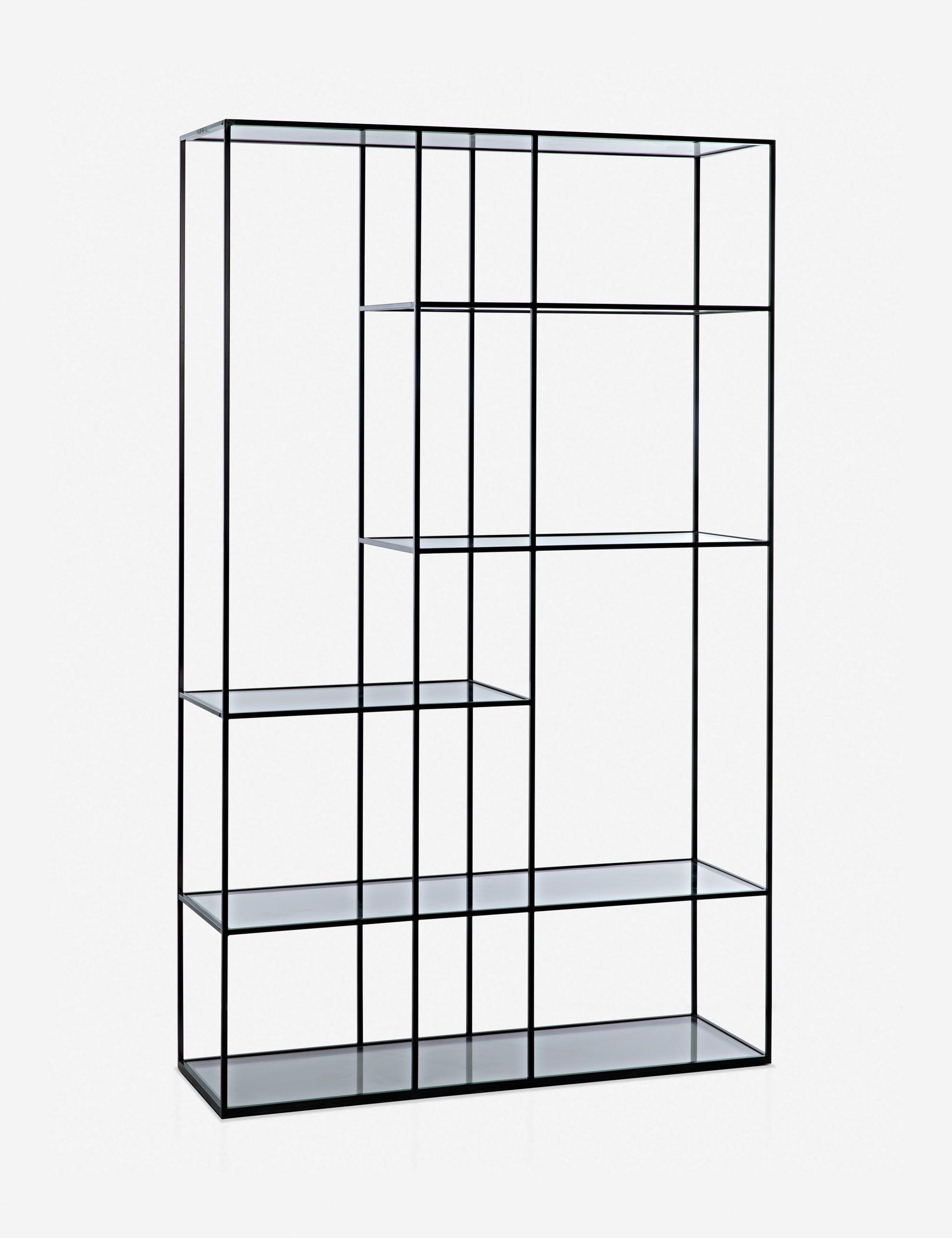 Noir Modular Large Black Metal and Glass Bookcase