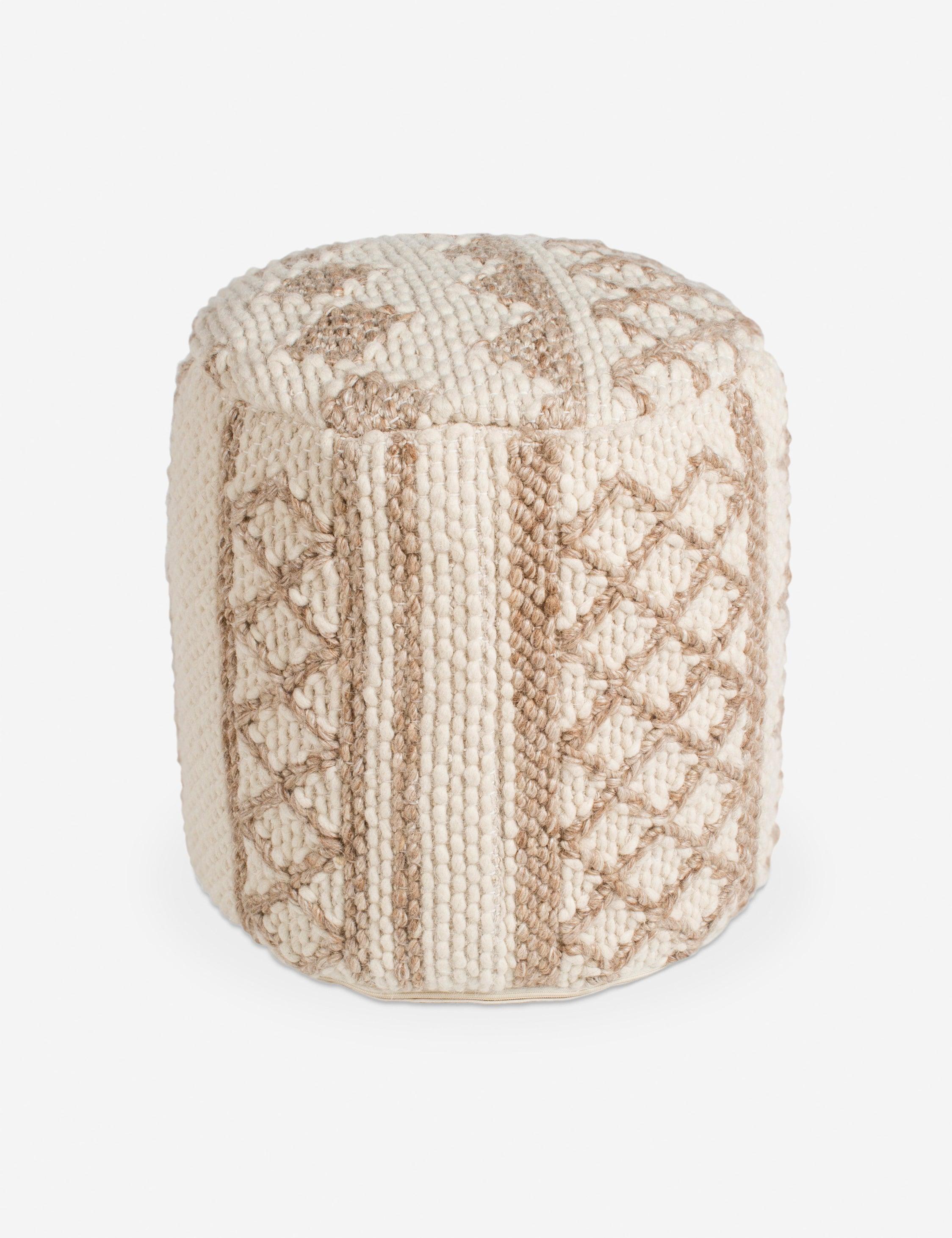 Solfrid Round Rustic Charm Woven Pouf, 16 in