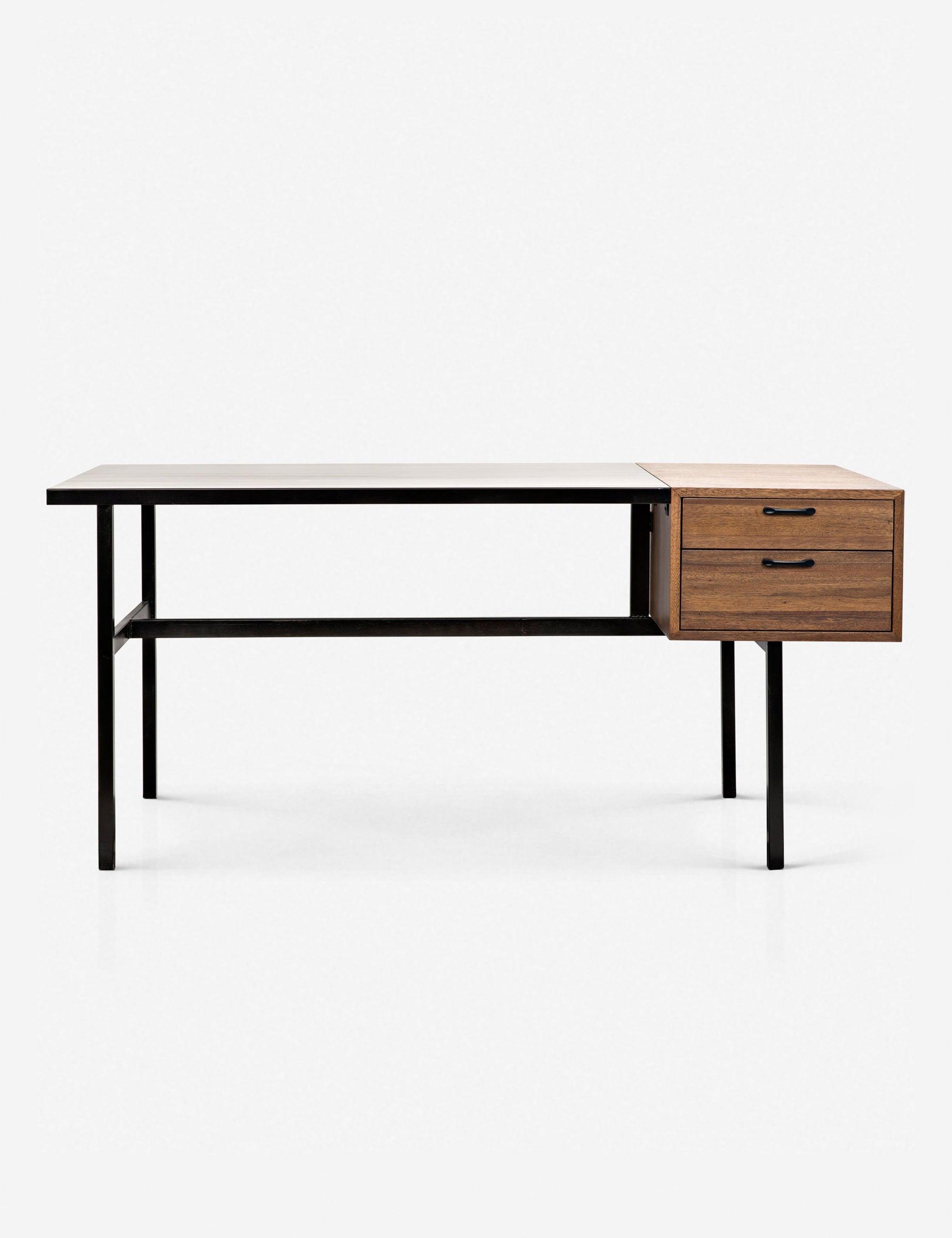 Noir Algeron 28" Black Walnut Writing Desk with Drawers