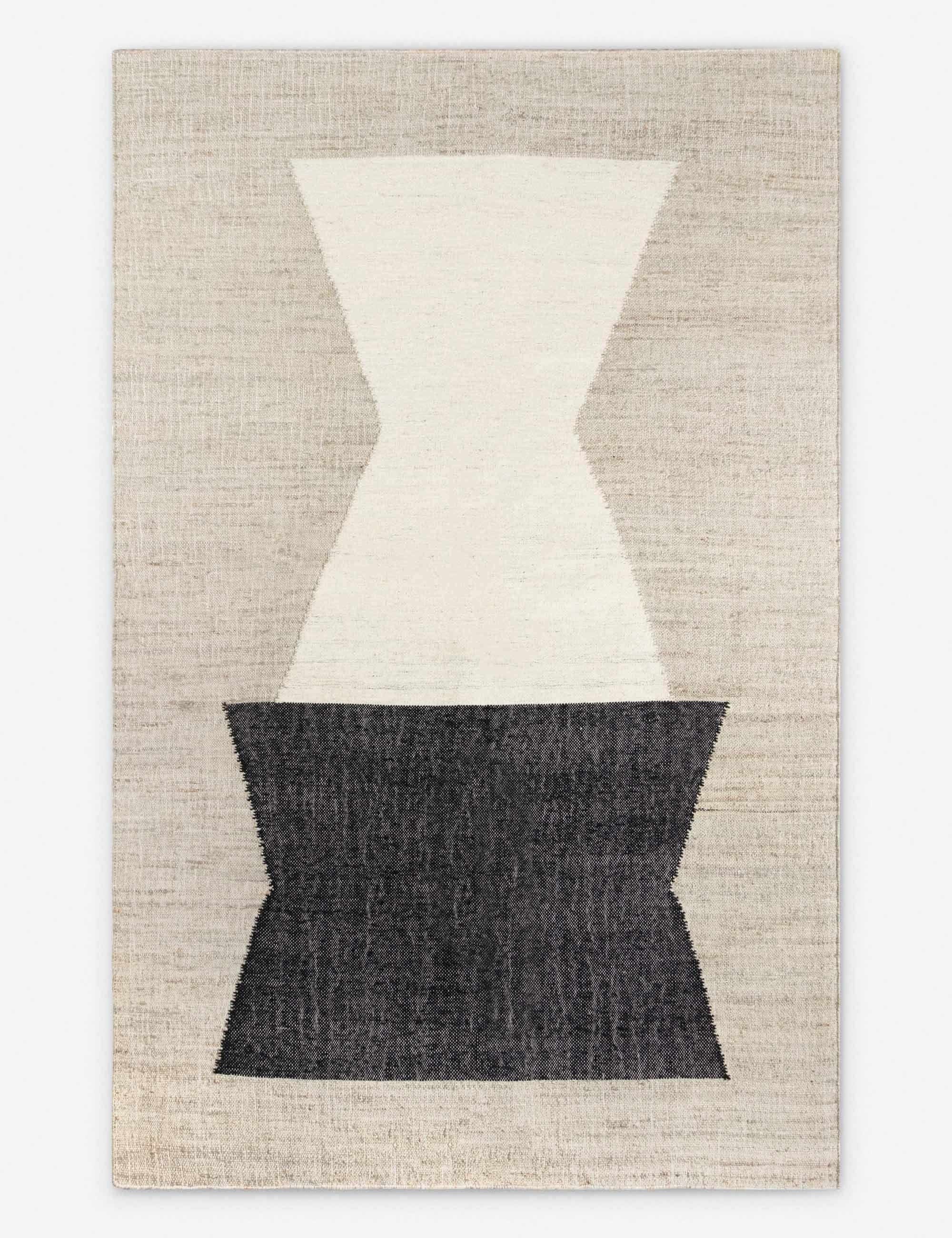 Malika Bold Geometric Black Wool-Viscose 5' x 8' Area Rug