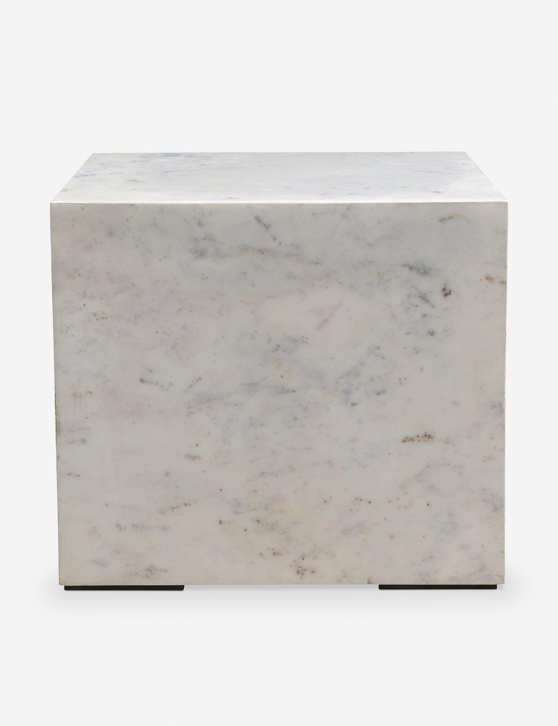 Contemporary Nash 18'' Square White Marble Side Table