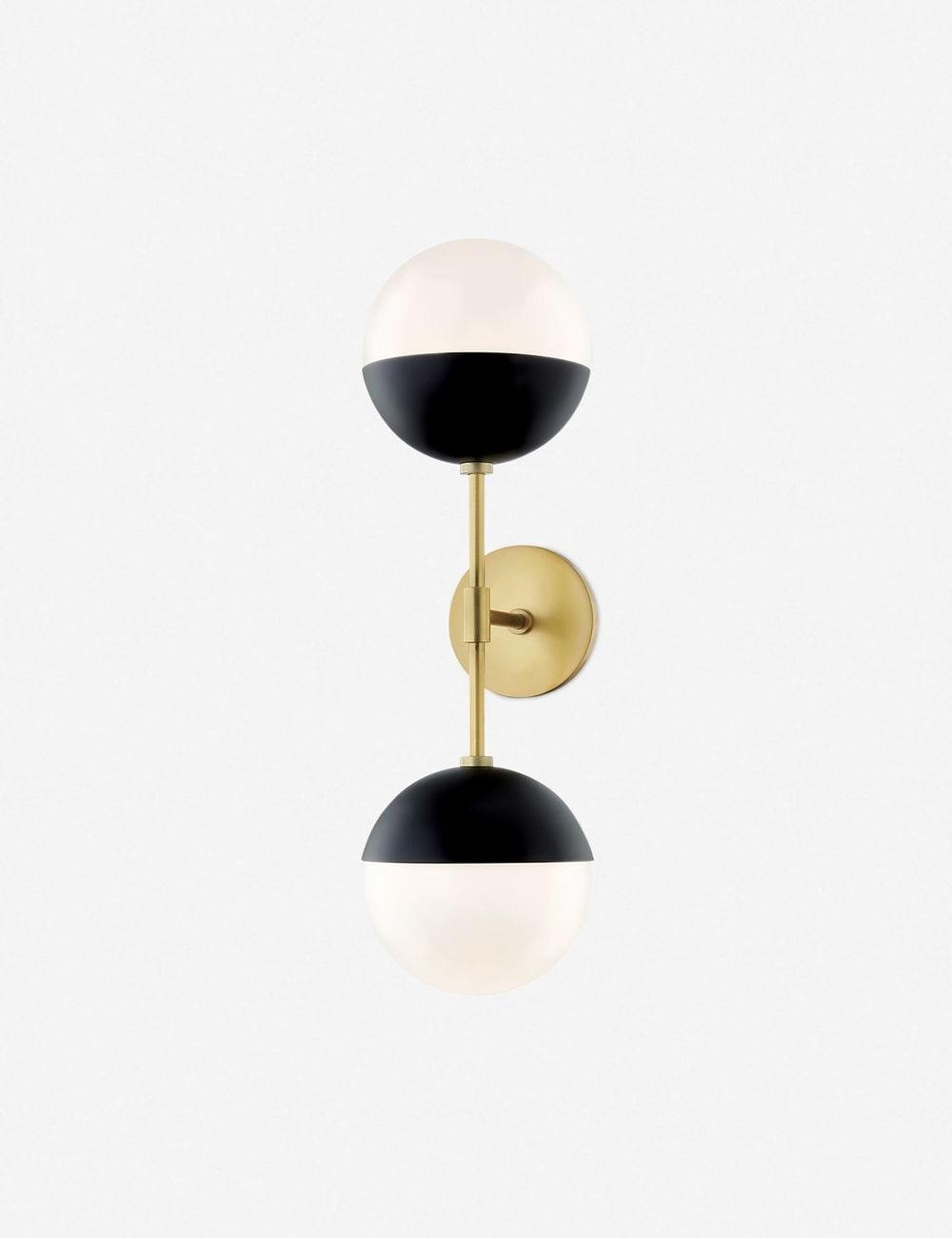 Renee Aged Brass & Black Dimmable Dual Globe Wall Sconce