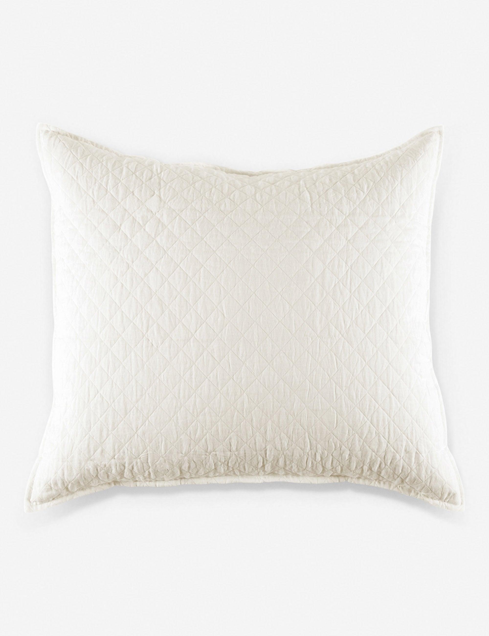 Hampton Quilted Standard Sham in Cream - Organic Linen