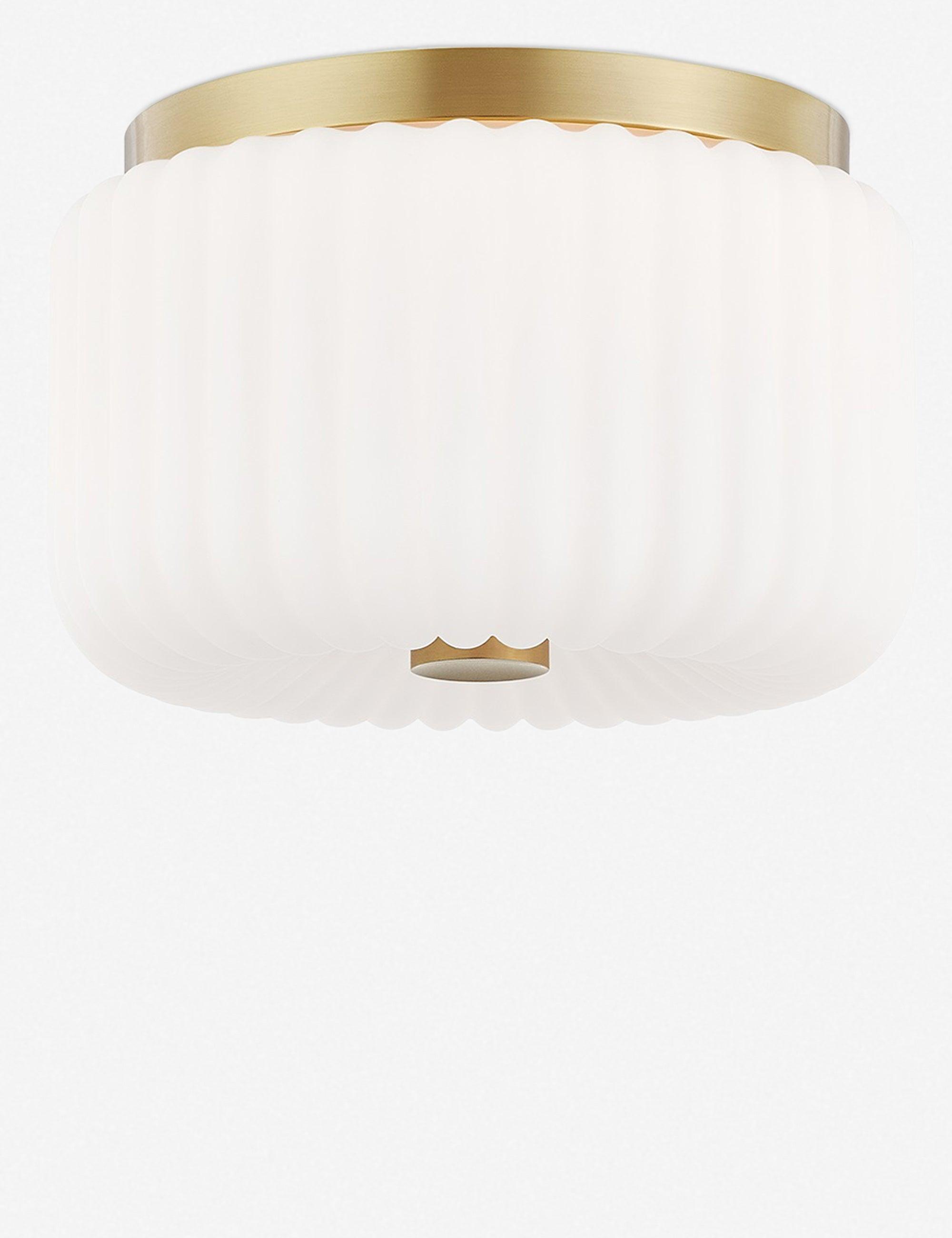 Lydia Opal Acid Etched Glass & Aged Brass 2-Light Flush Mount