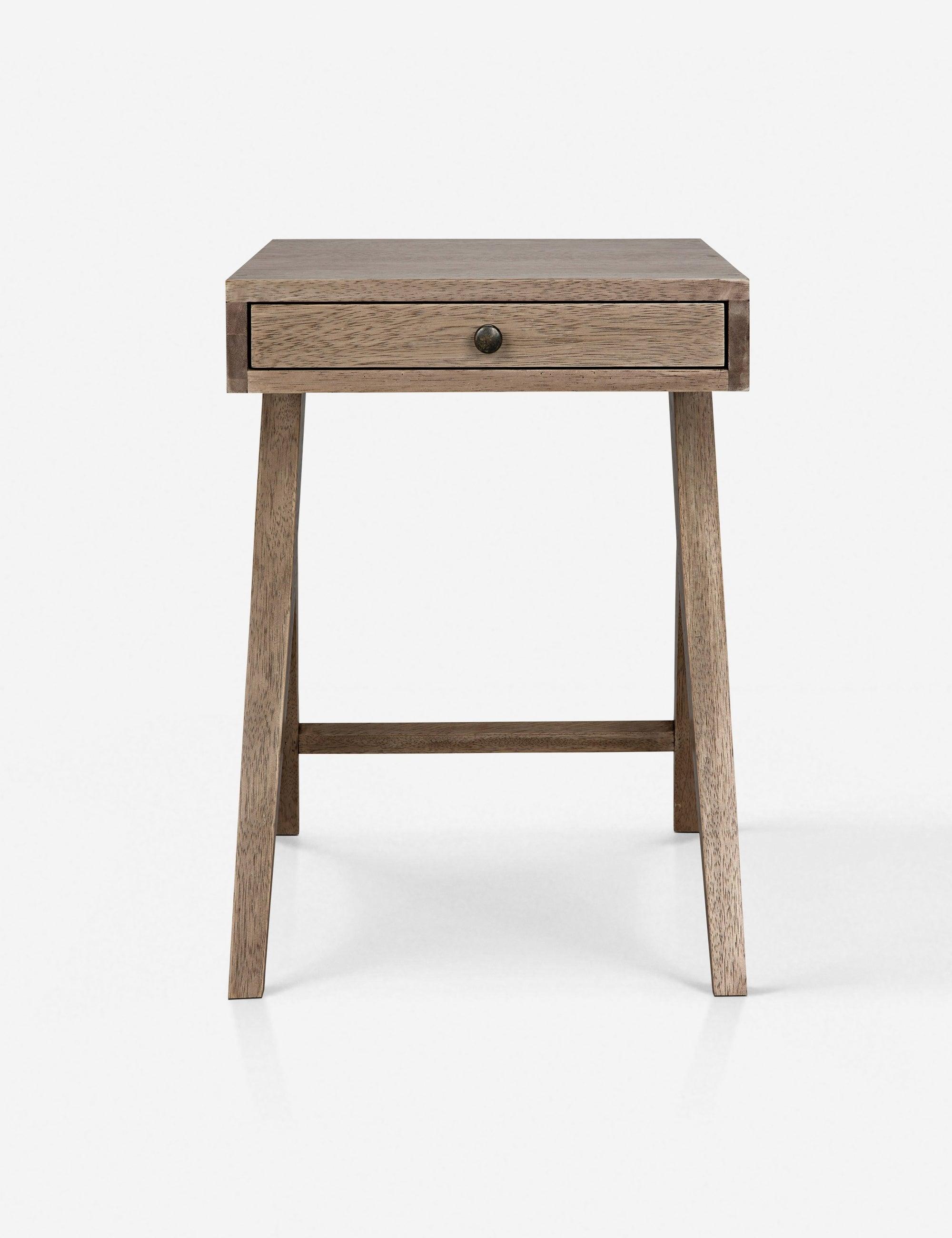 Hendrik Rectangular Washed Walnut Nightstand with Glass Storage