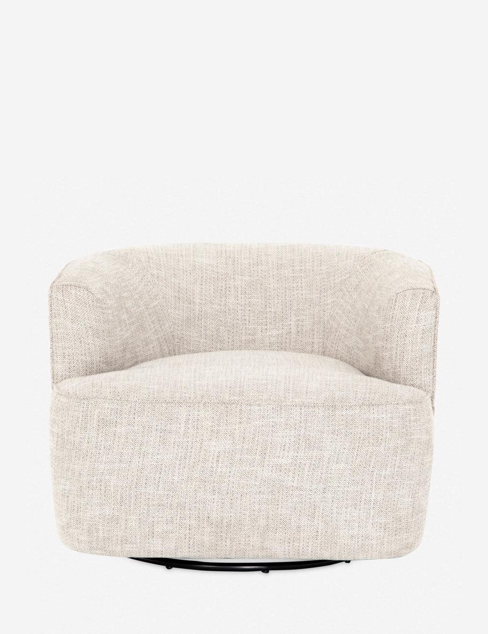 Iona Low-Back Marled Light-Grey Fabric Swivel Chair