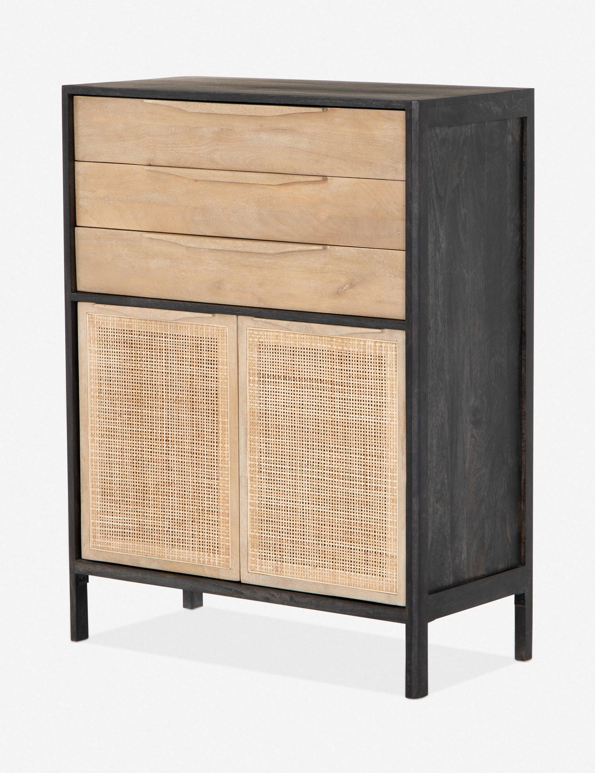 Hannah Boho-Chic Tall Dresser with Woven Cane and Mango Wood