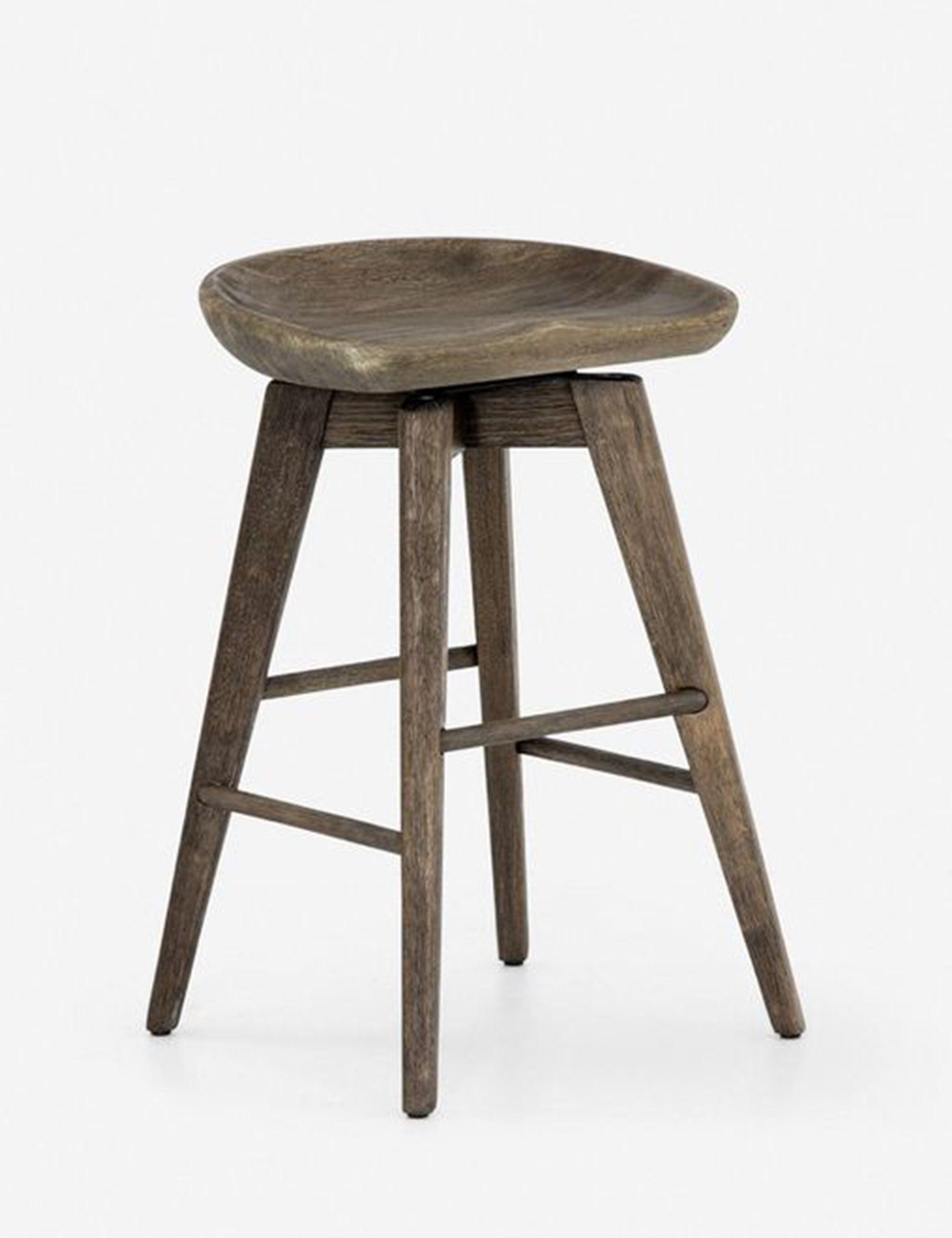 Contemporary Charcoal Gray Swivel Counter Stool in Solid Wood