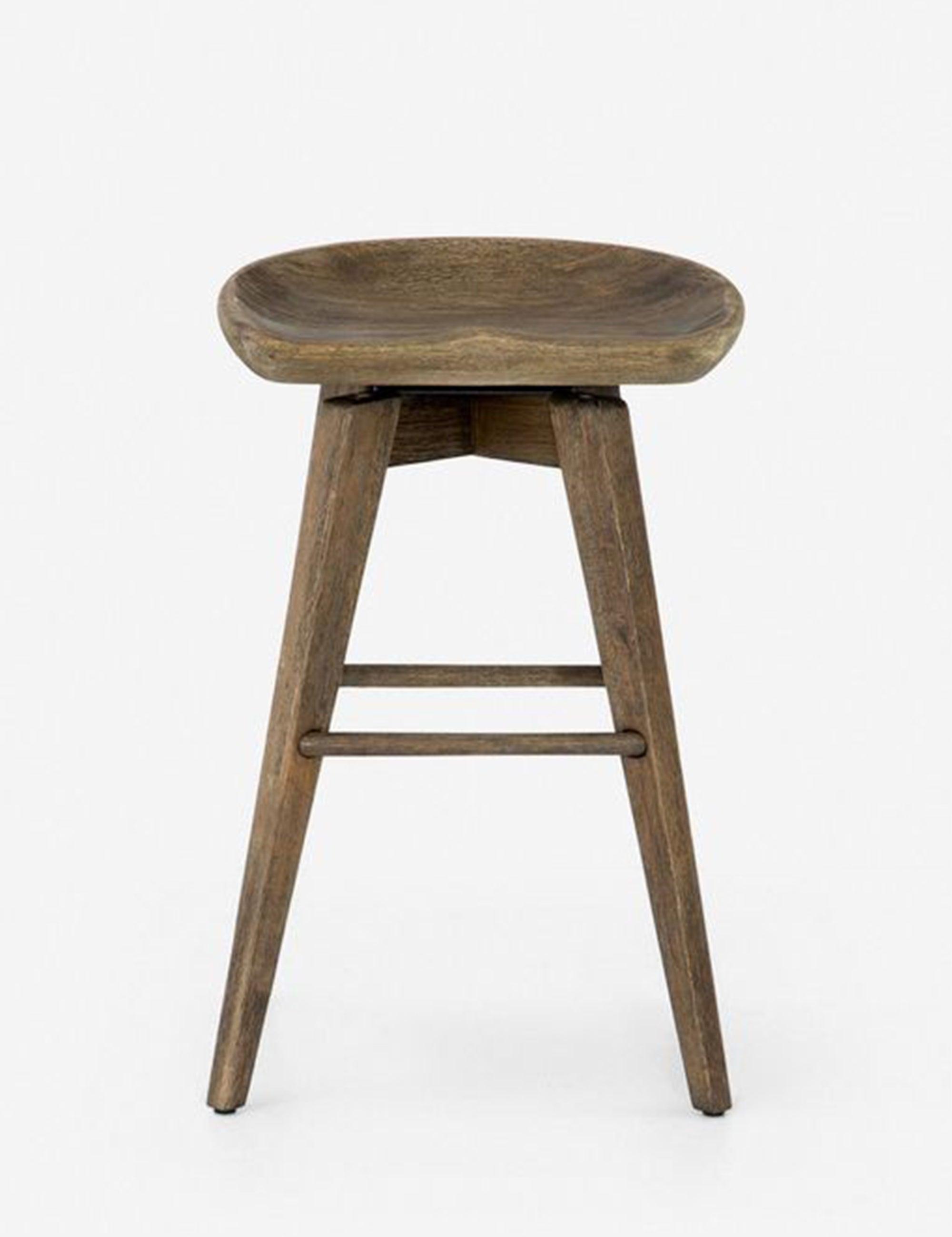 Contemporary Charcoal Gray Swivel Counter Stool in Solid Wood