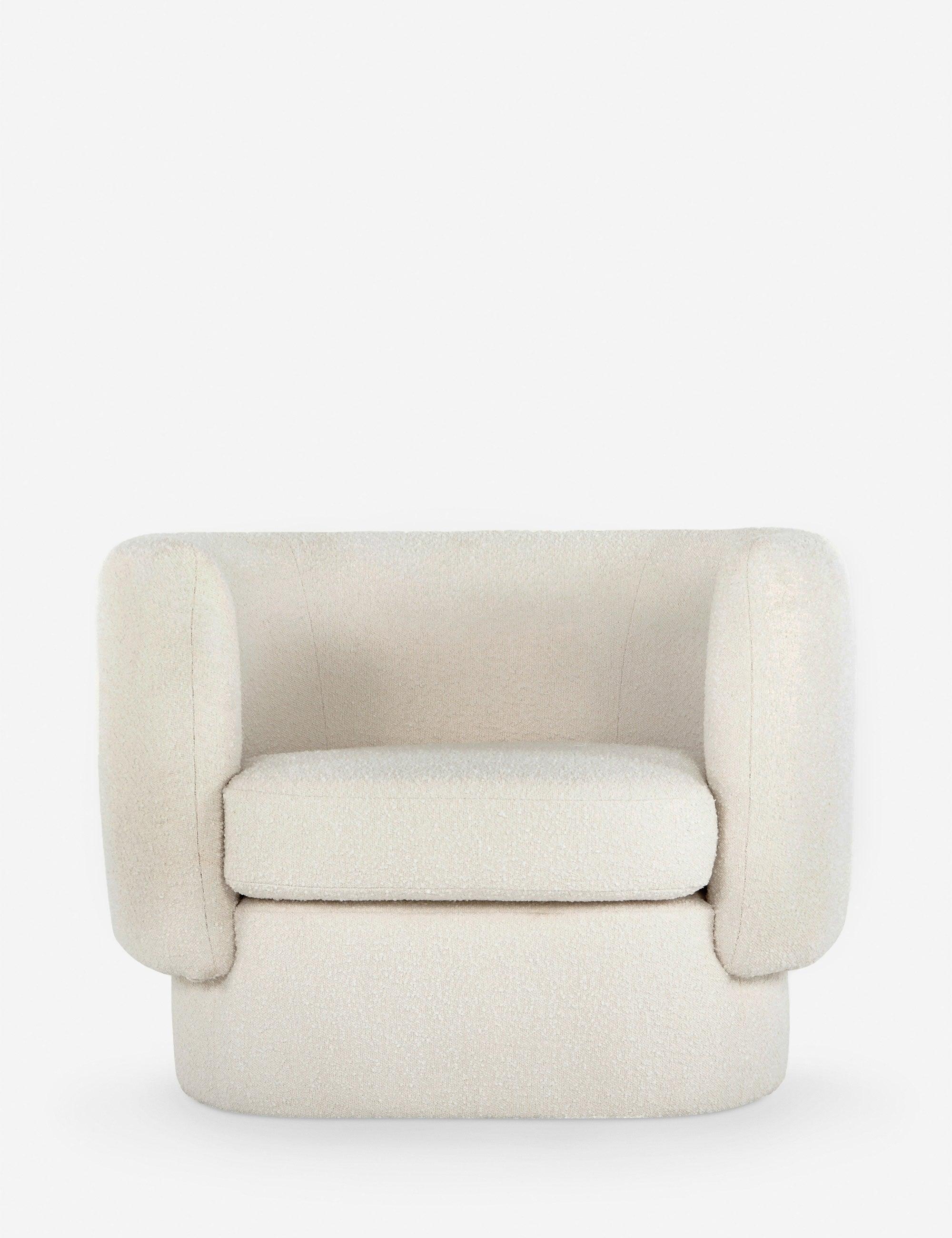 Maya White Curved Barrel Accent Chair with Foam Cushions