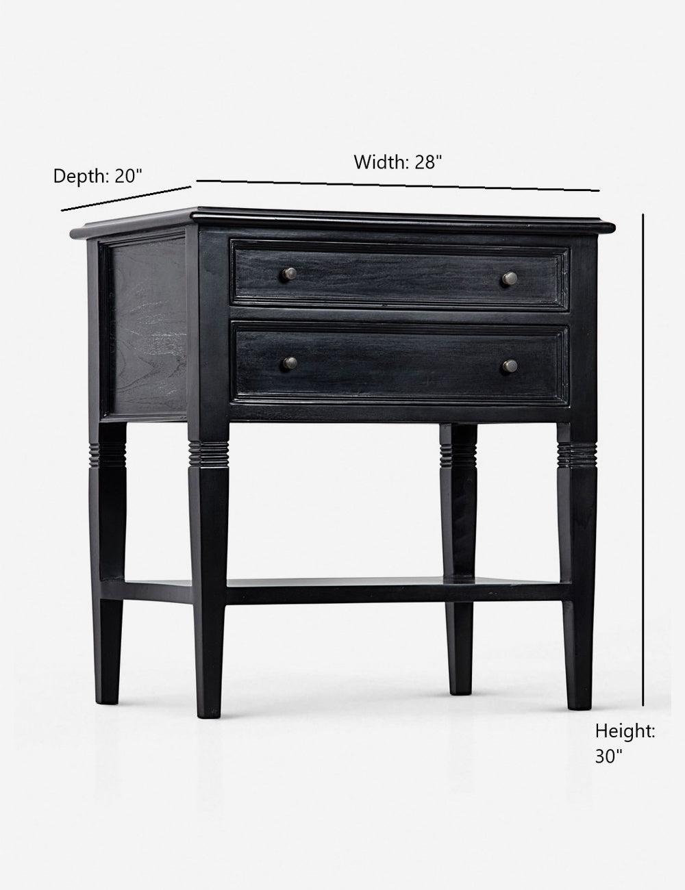 Luna 2 Drawer Nightstand - Hand Rubbed Black