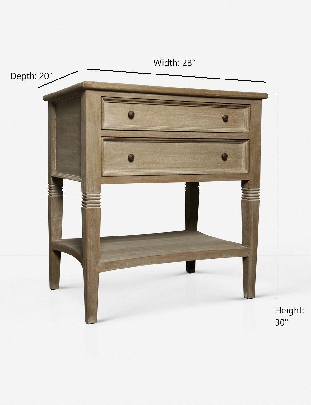 Luna 2 Drawer Nightstand - Weathered