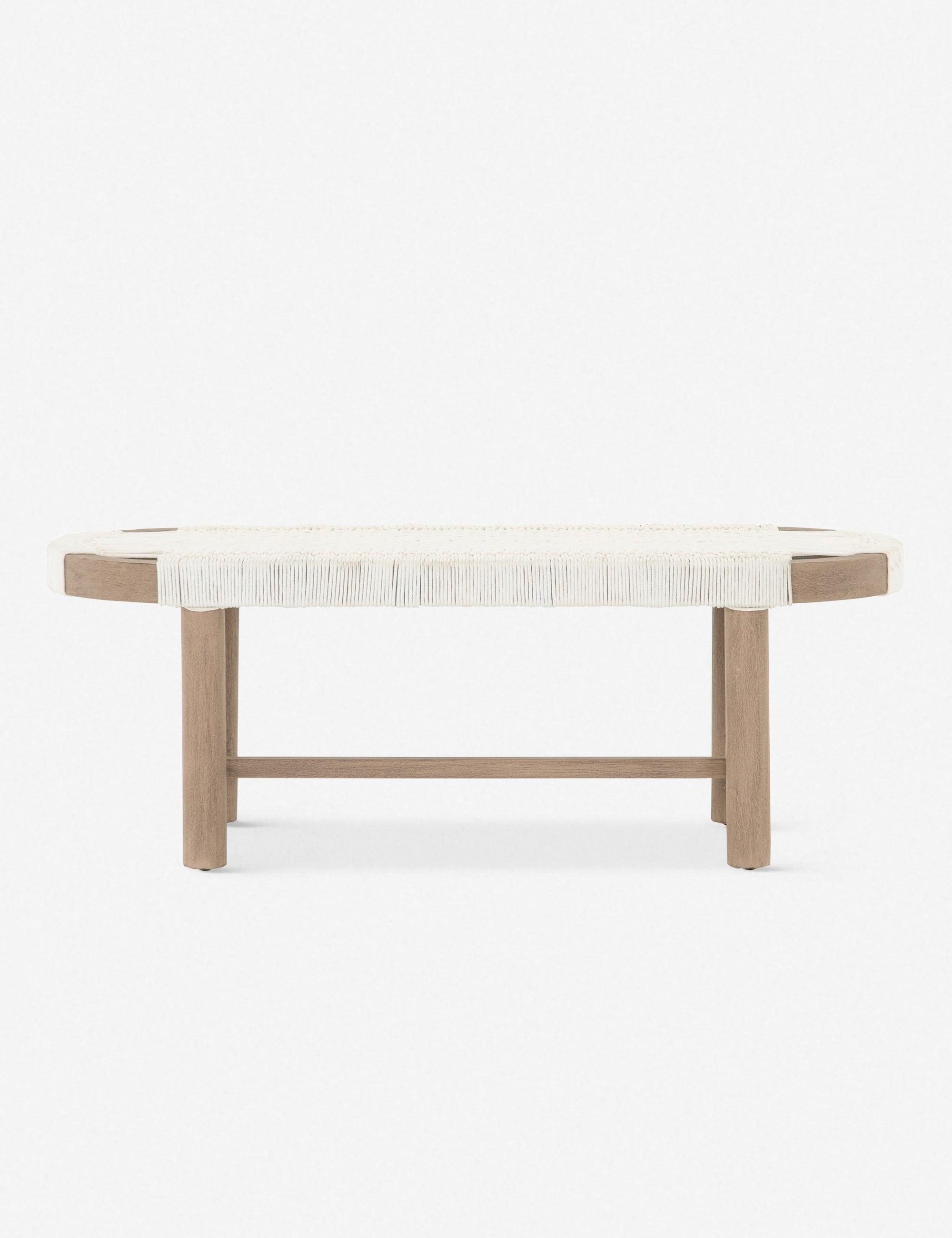 Solano 50'' White and Washed Brown Modern Teak Outdoor Bench