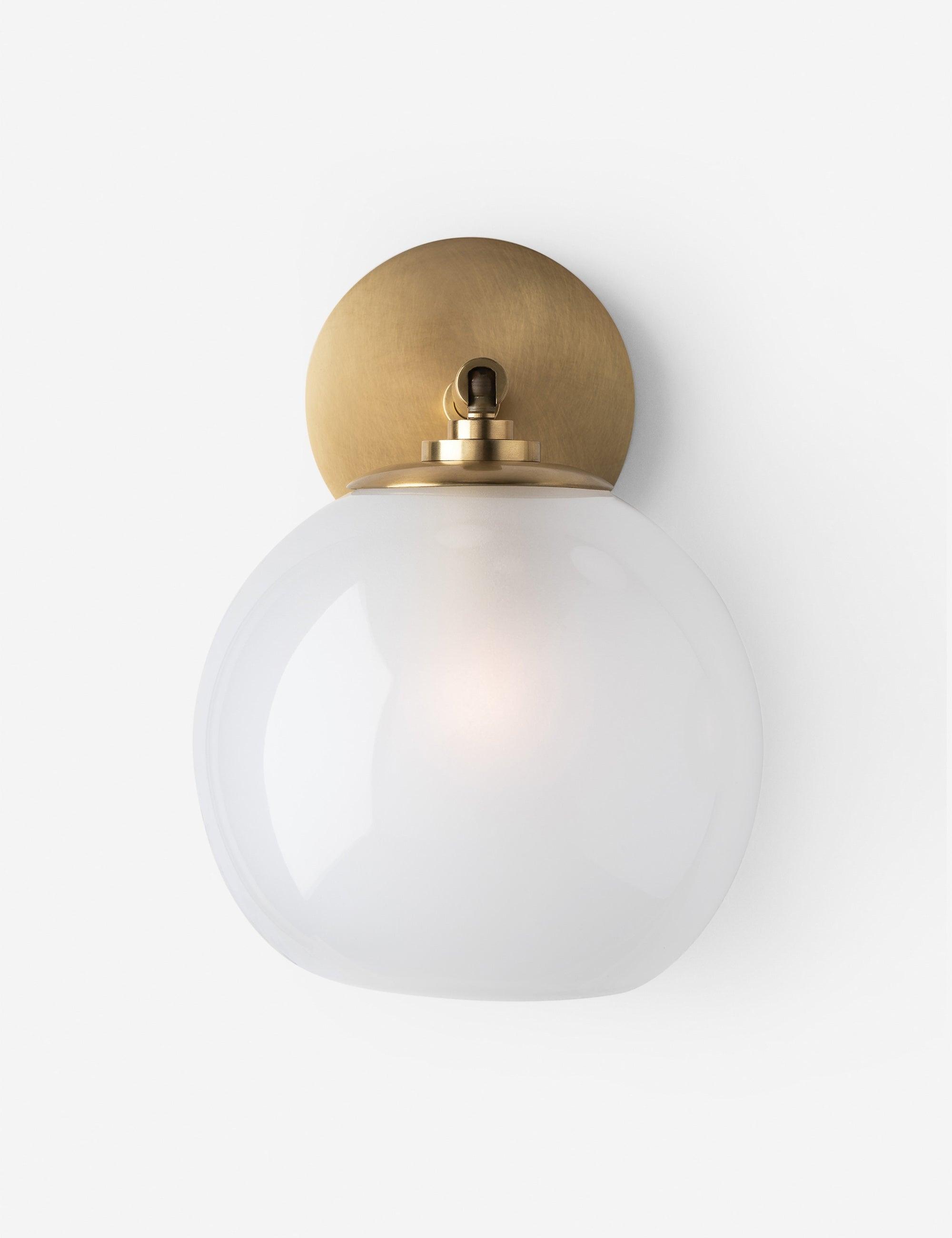 Elegant Aged Brass Dimmable Sconce with Frosted Glass Shade