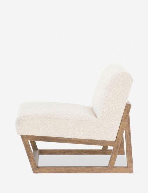 Kansia Modern Angular Wood Base Boucle Accent Chair