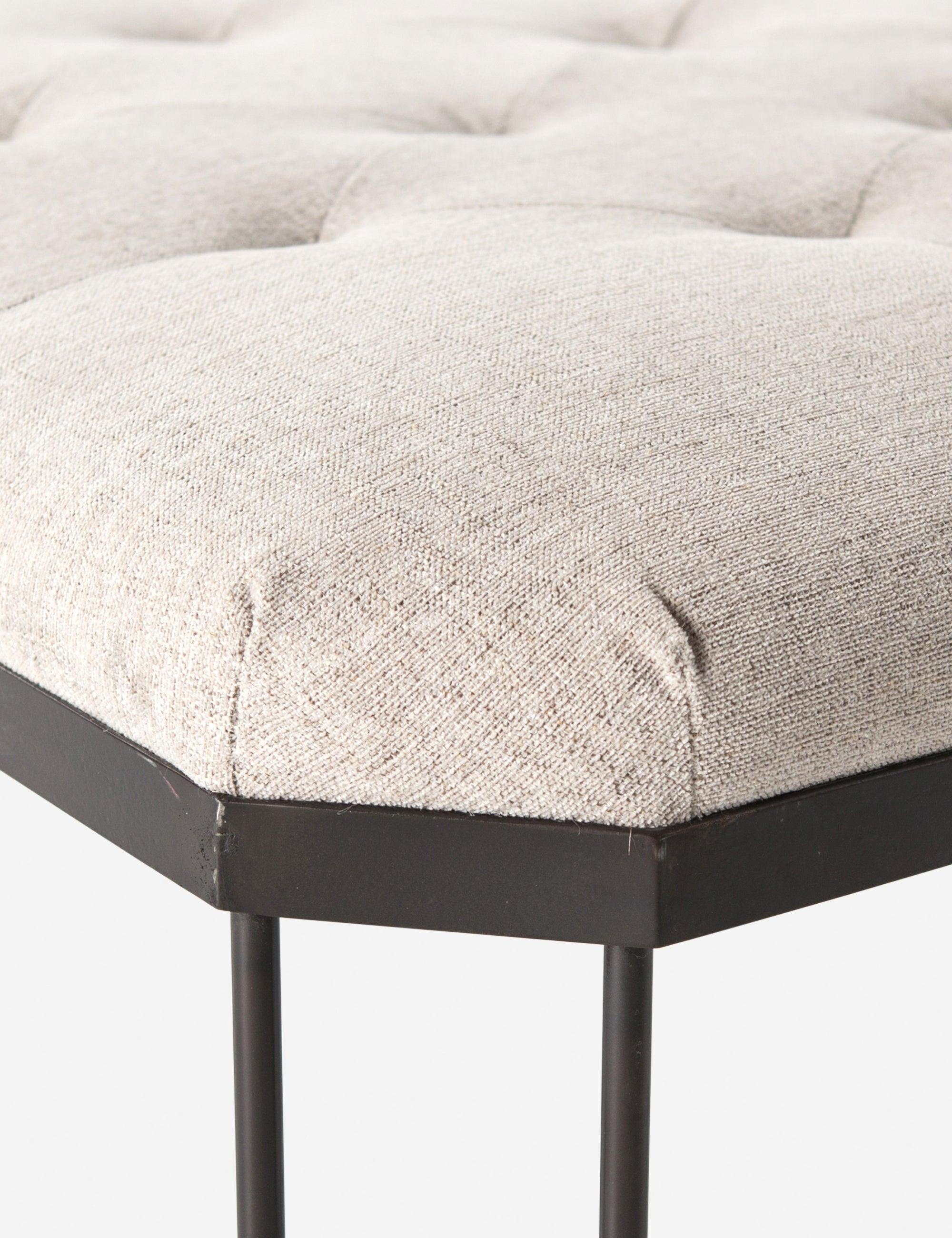 Karley Diamond-Tufted Polyester Ottoman in Cool Gray