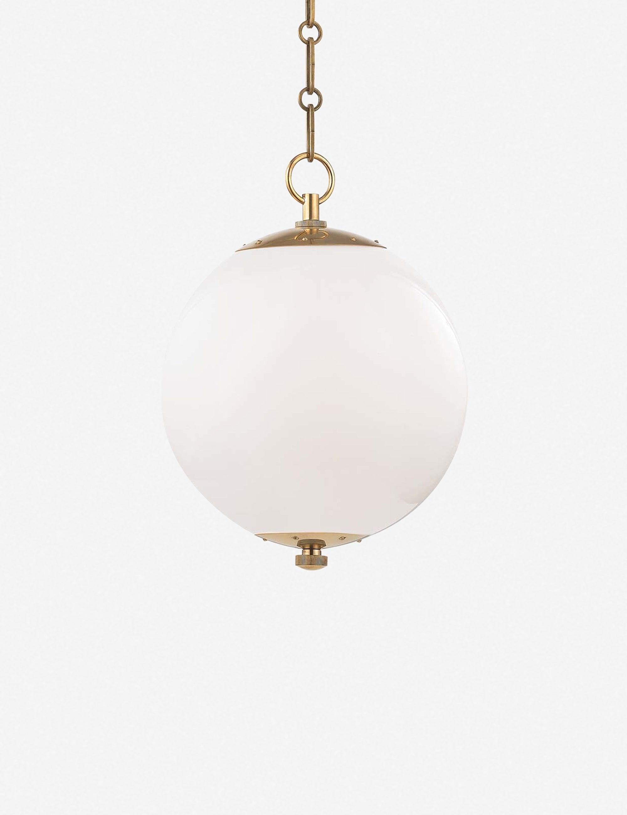 Elegant Aged Brass Globe Pendant with Opal Glass Shade