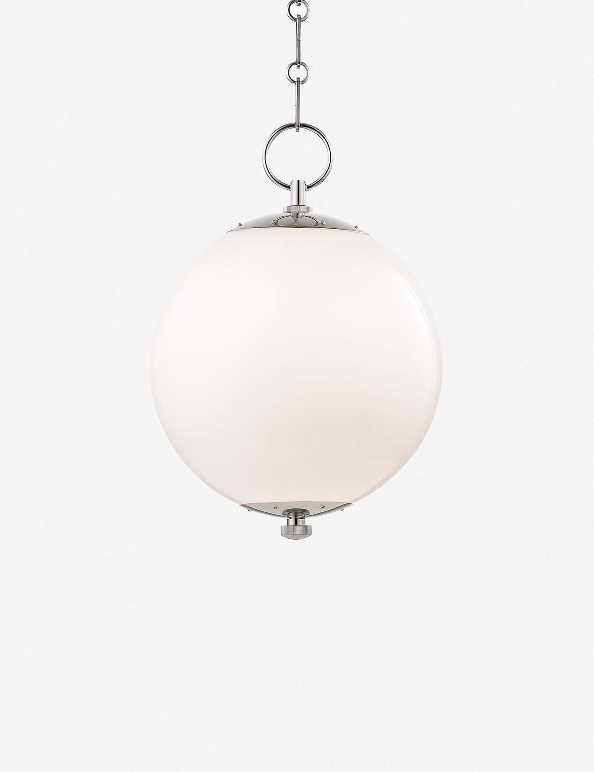 Elysian Globe Pendant Light in Polished Nickel with Opal Shade