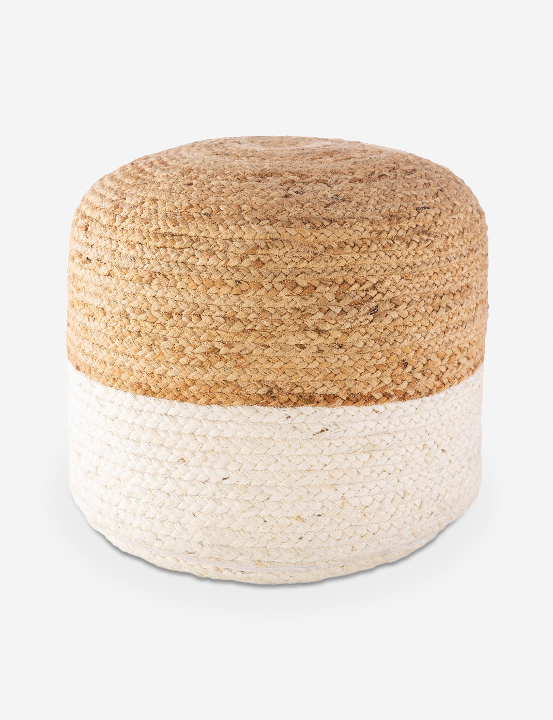 Ami Two-Tone Minimalist Woven Jute Pouf