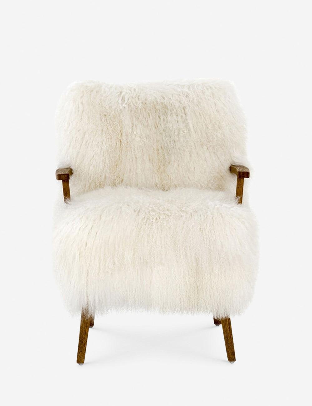 Drifted Oak Frame Cream Mongolian Fur 24.5" Accent Chair