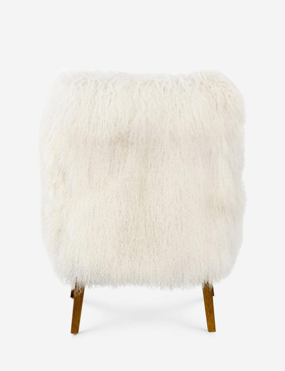 Drifted Oak Frame Cream Mongolian Fur 24.5" Accent Chair