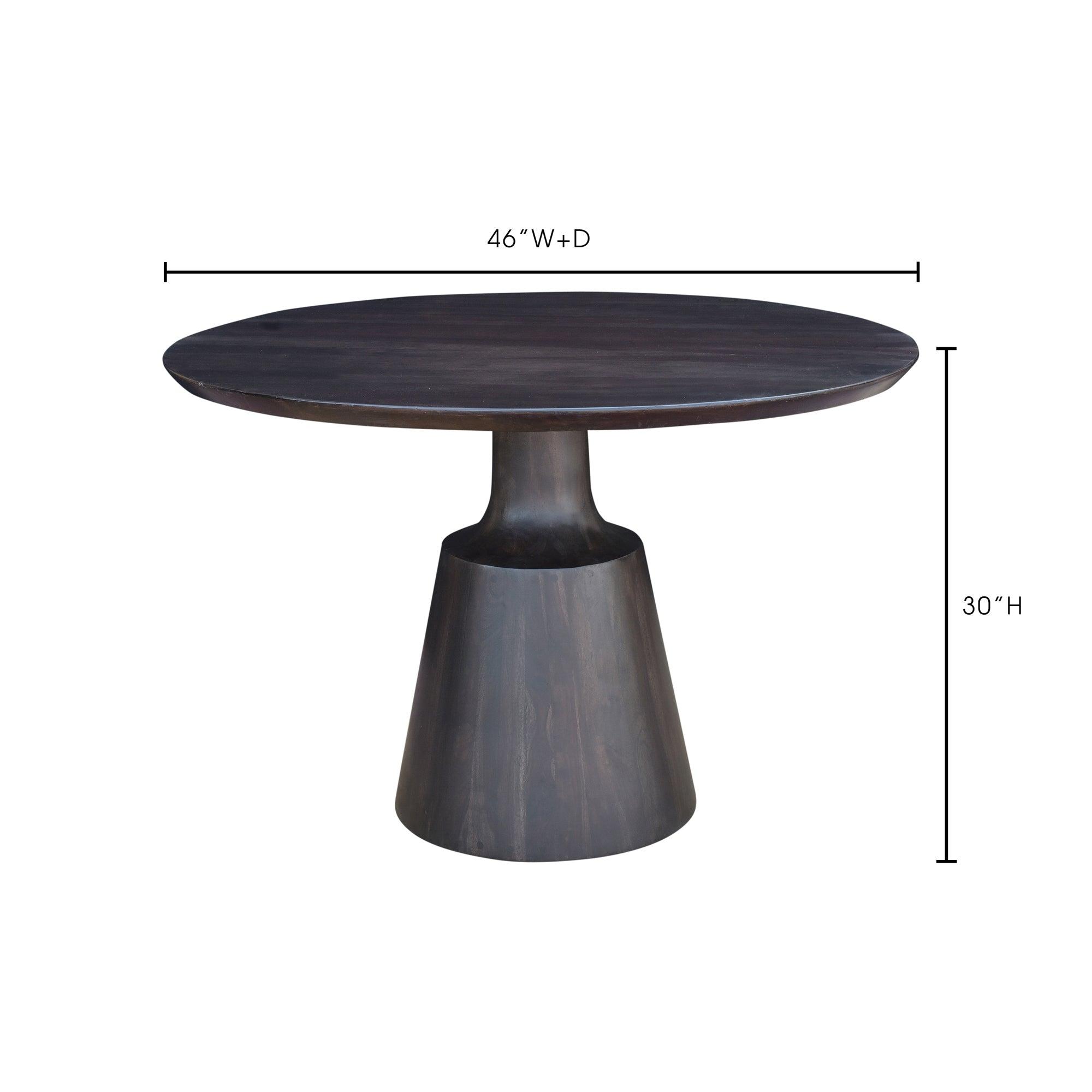 Contemporary Belize 46'' Dark Brown Solid Sheesham Round Dining Table