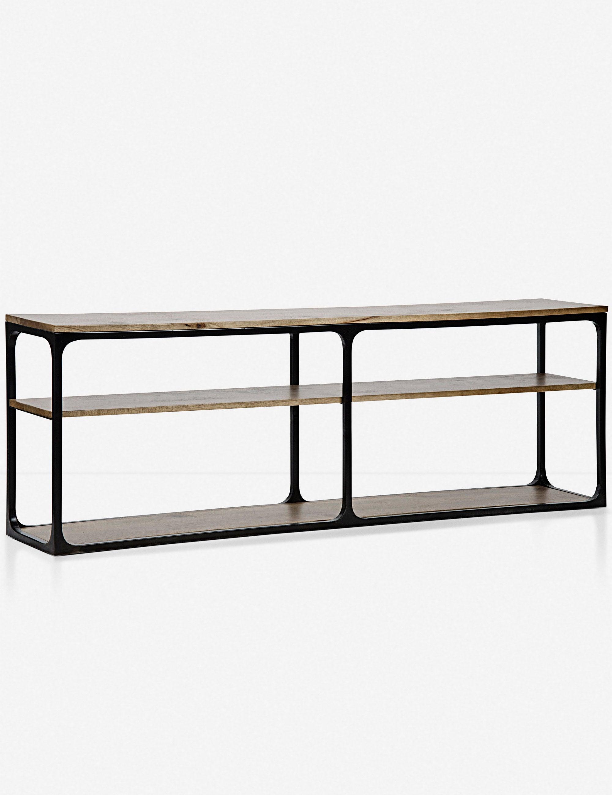 Novie Dark Walnut 84'' Industrial Console Table with Storage