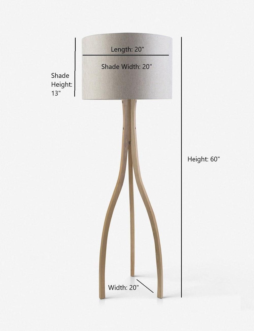 Beige Curved Tripod Floor Lamp with Linen Drum Shade