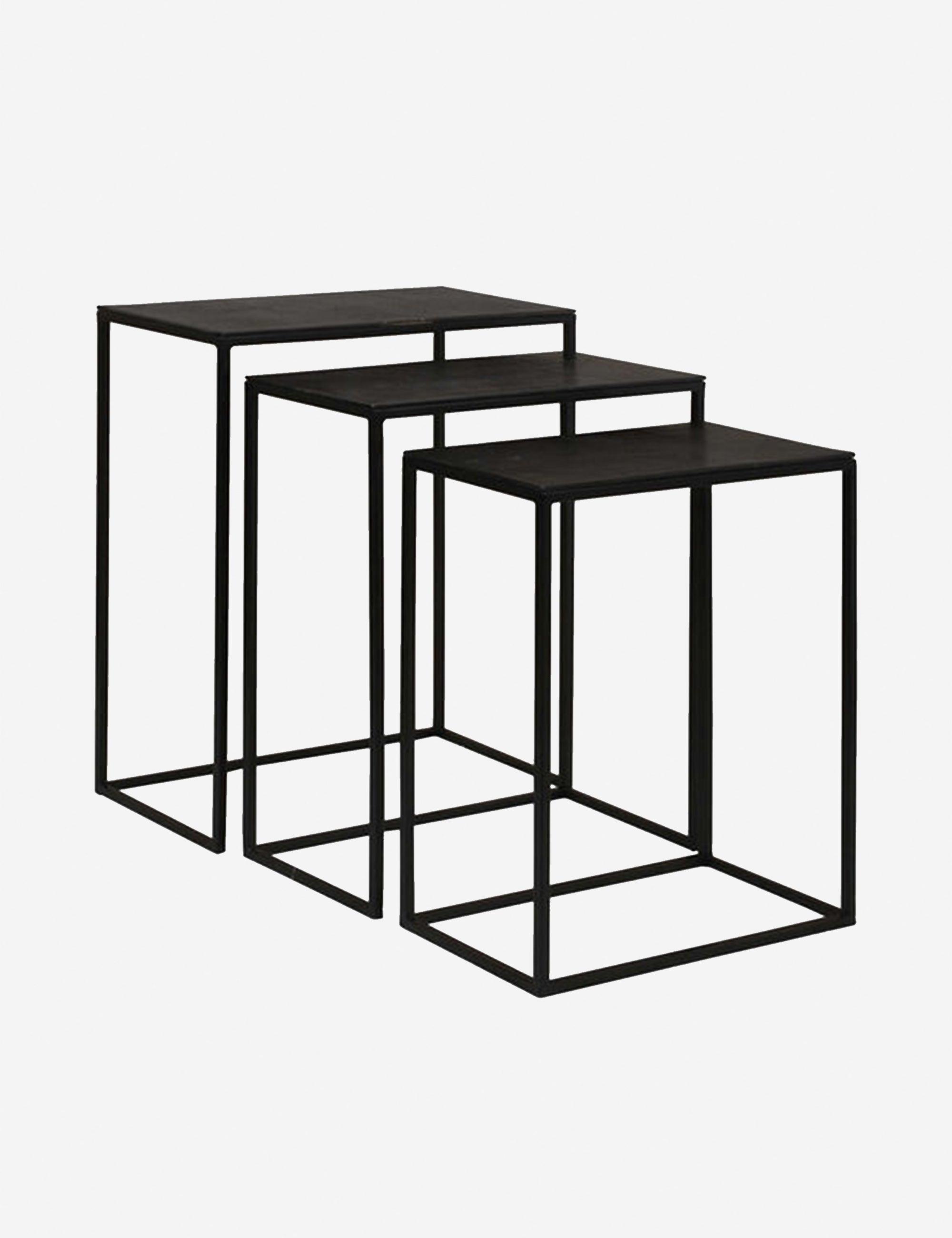 Coreene Contemporary Black & Brown Iron Nesting Tables (Set of 3)