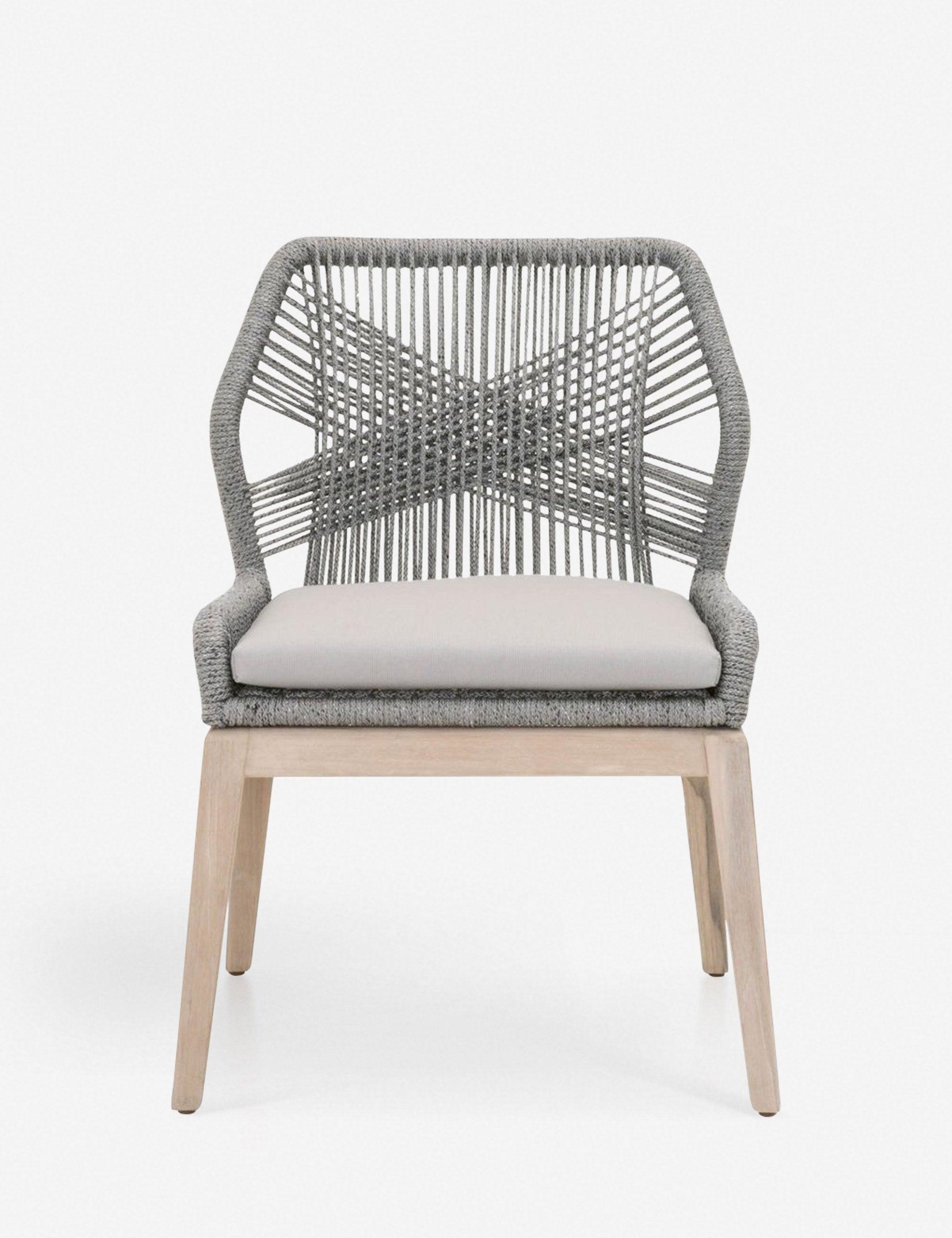 Modern Geometric Platinum Gray Outdoor Dining Chair with Cushions