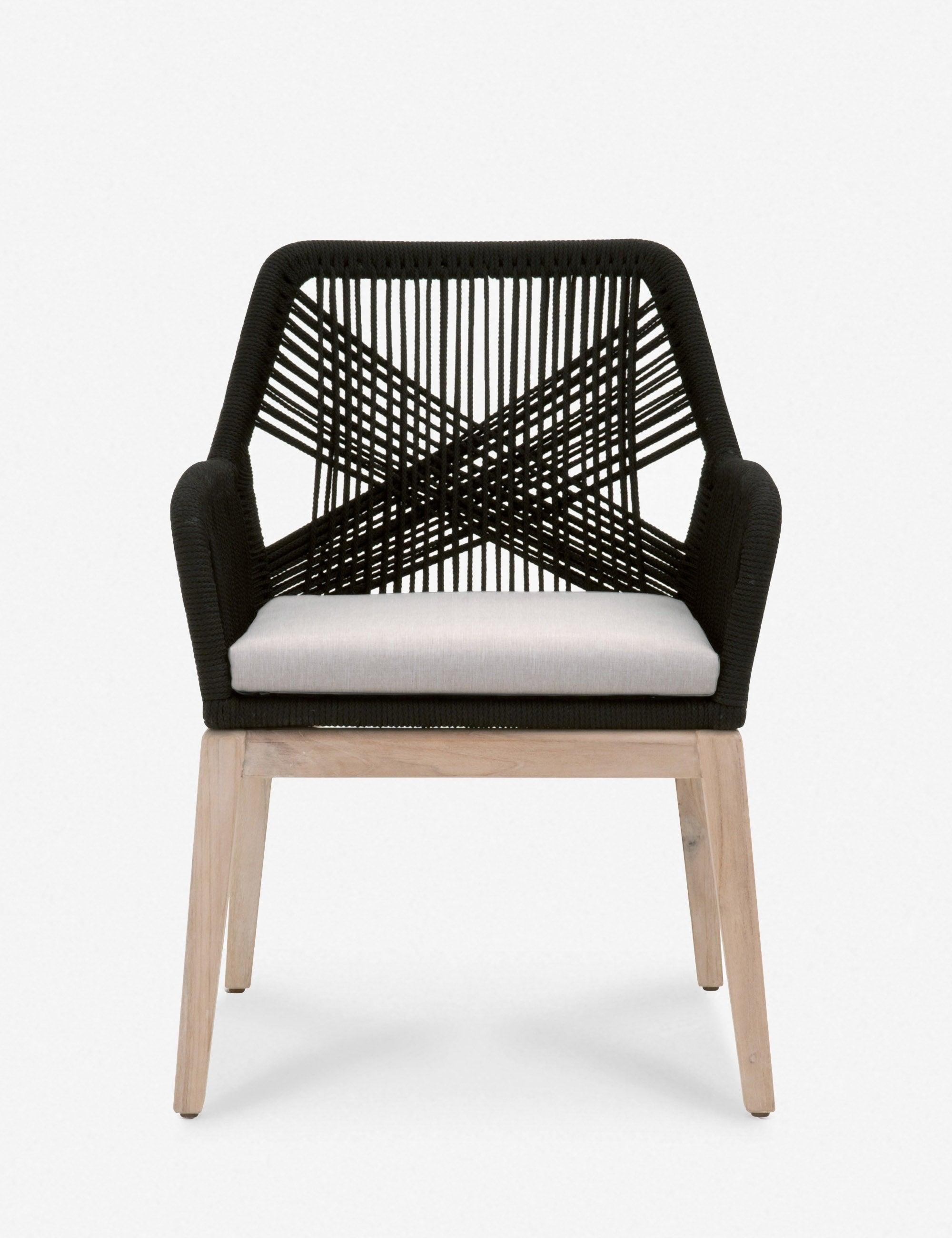 Transitional Woven Black Arm Chair with Removable Cushion