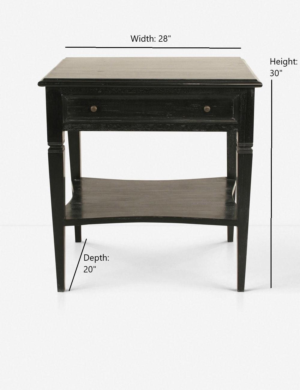 Oxford 20" Solid Mahogany Wood End Table with Storage - Hand Rubbed Black