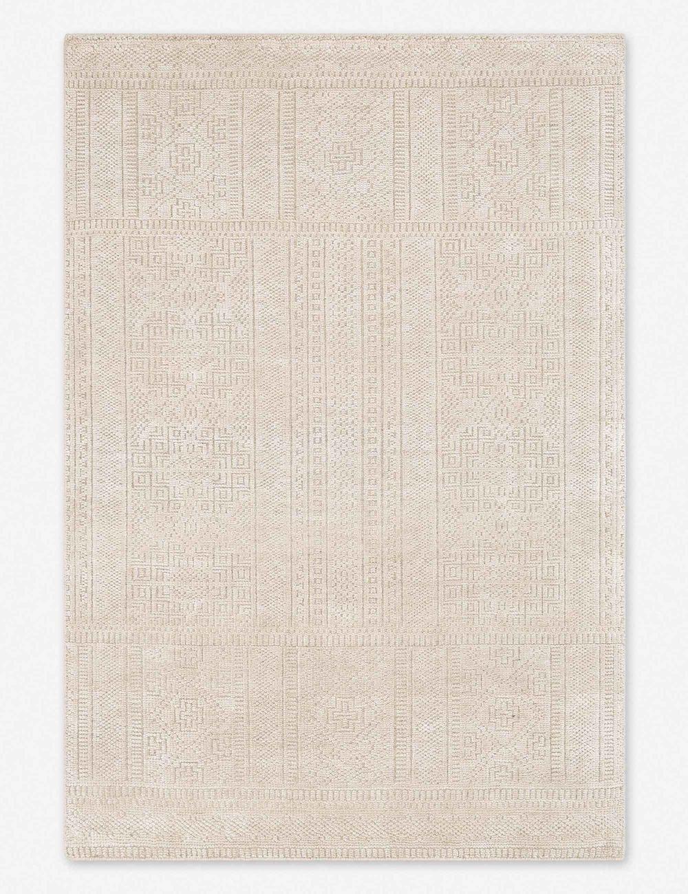 Hand-Knotted Moroccan Denim & Khaki Wool-Viscose Runner Rug