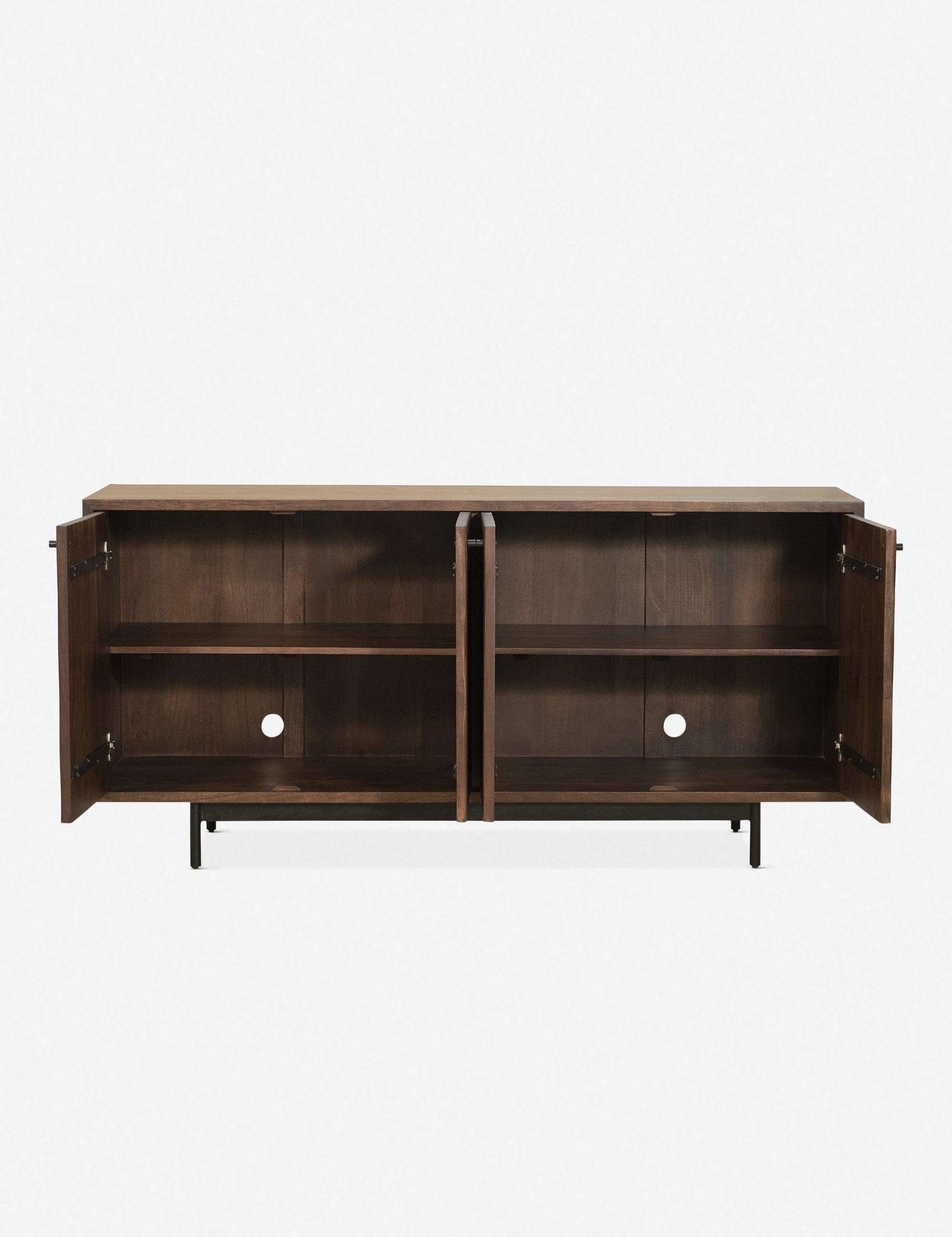 Porto Dark Finish Acacia & Steel Mid-Century Sideboard