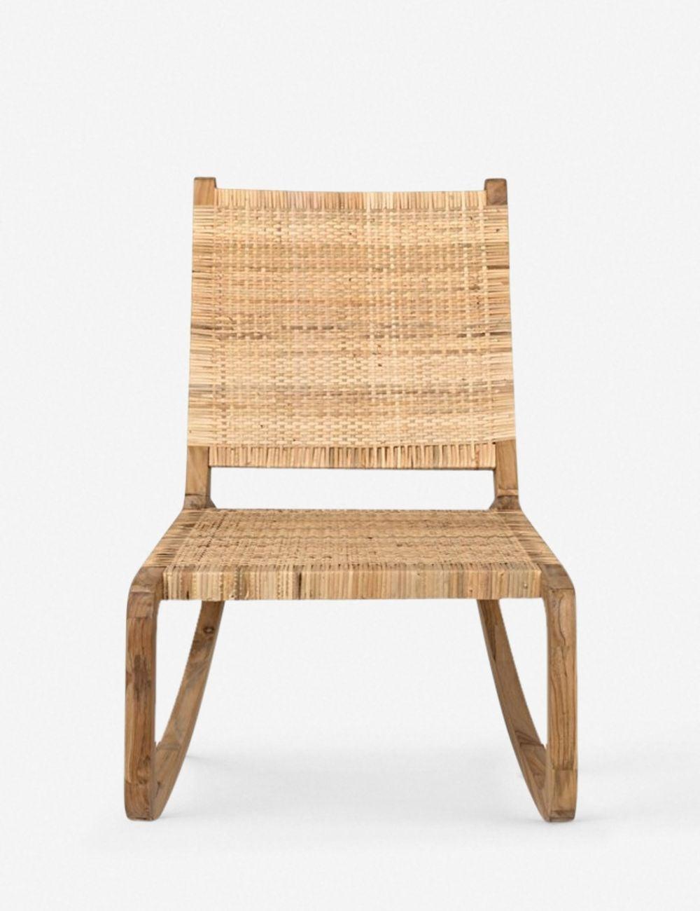 Las Palmas White Teak and Rattan Rocking Accent Chair