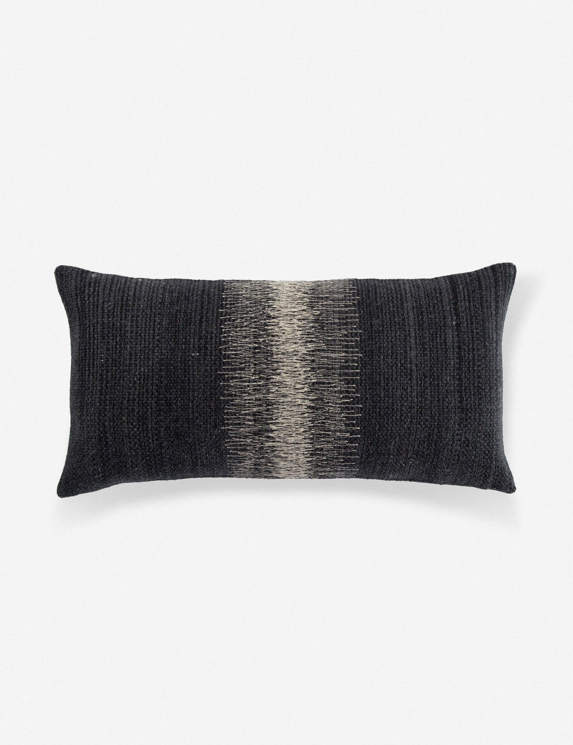 Aravalli Ombre Black and Gray Wool Lumbar Pillow