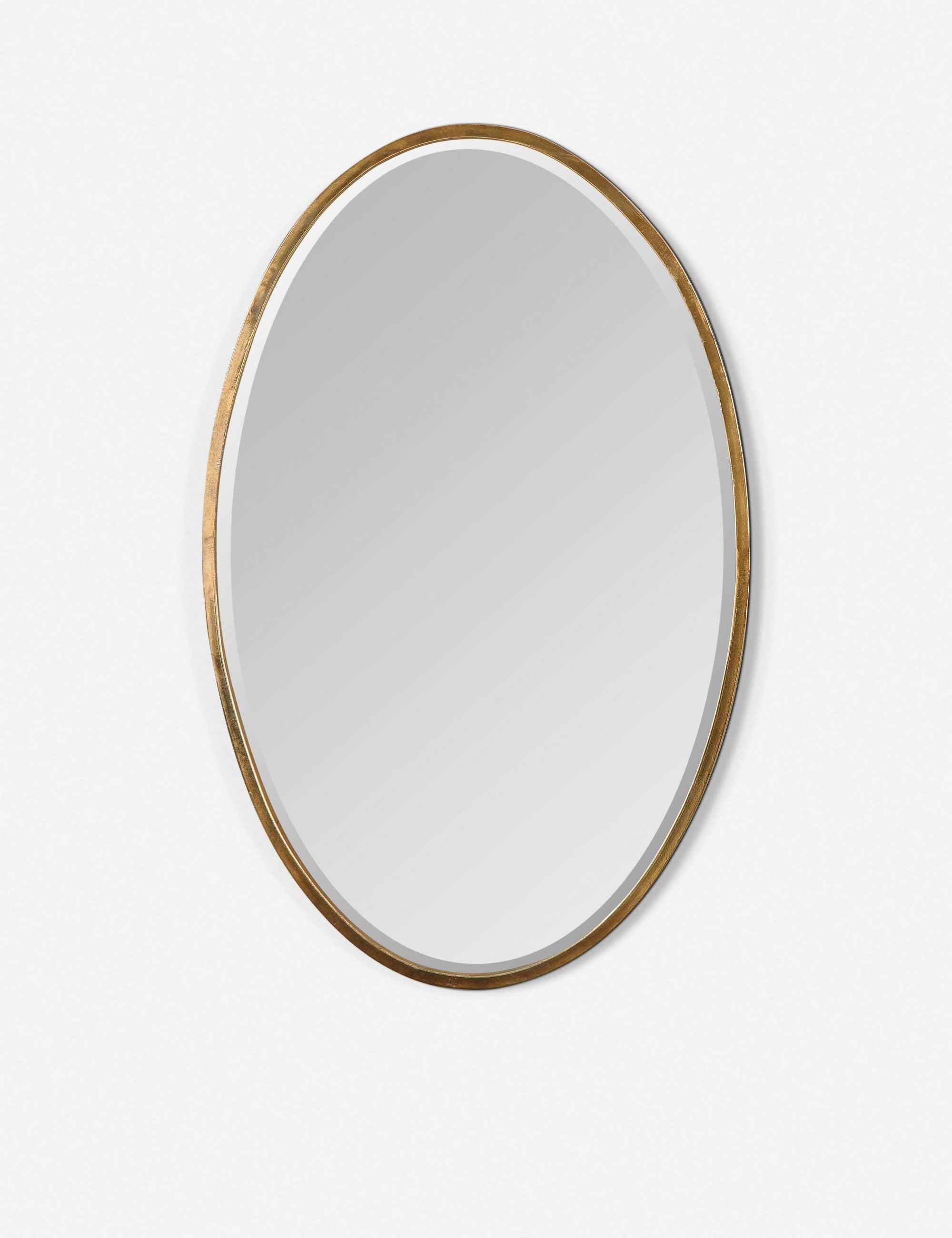 Merci Contemporary Gold Oval Wall Mirror - 18" x 28"