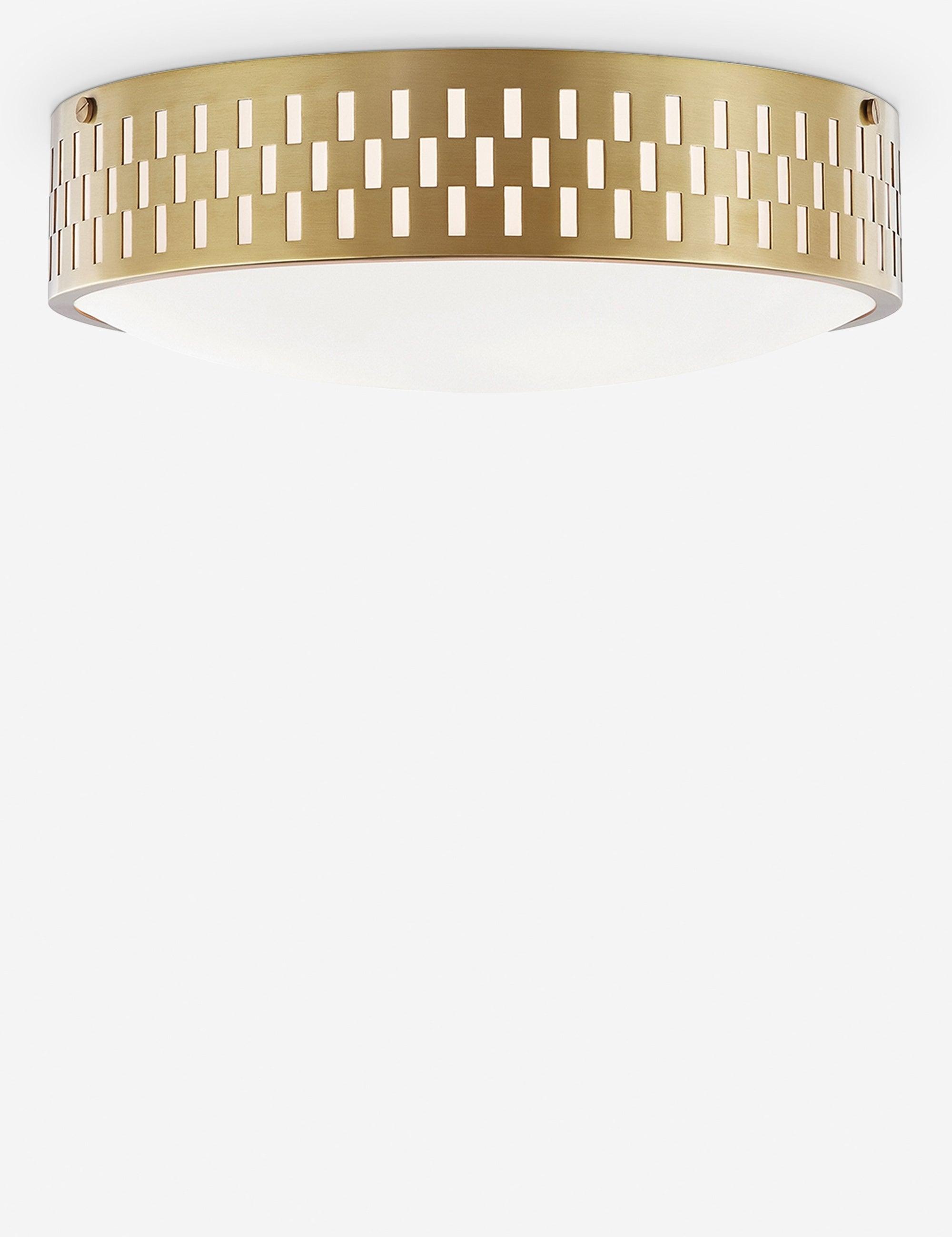Aged Brass Opal Matte Glass 2-Light Contemporary Flush Mount