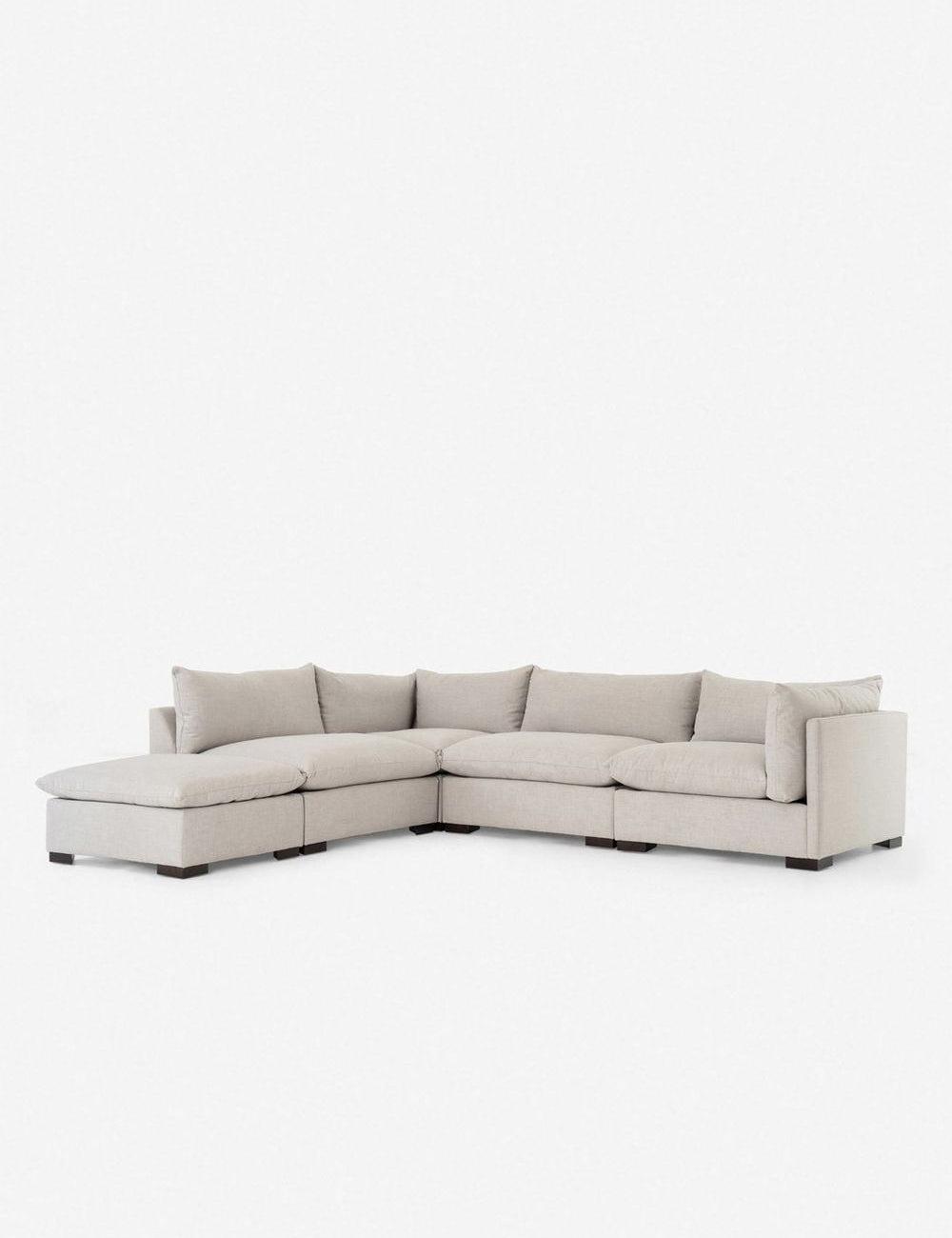 Bennett Moon Modular Sectional Sofa with Ottoman and Pillow Back